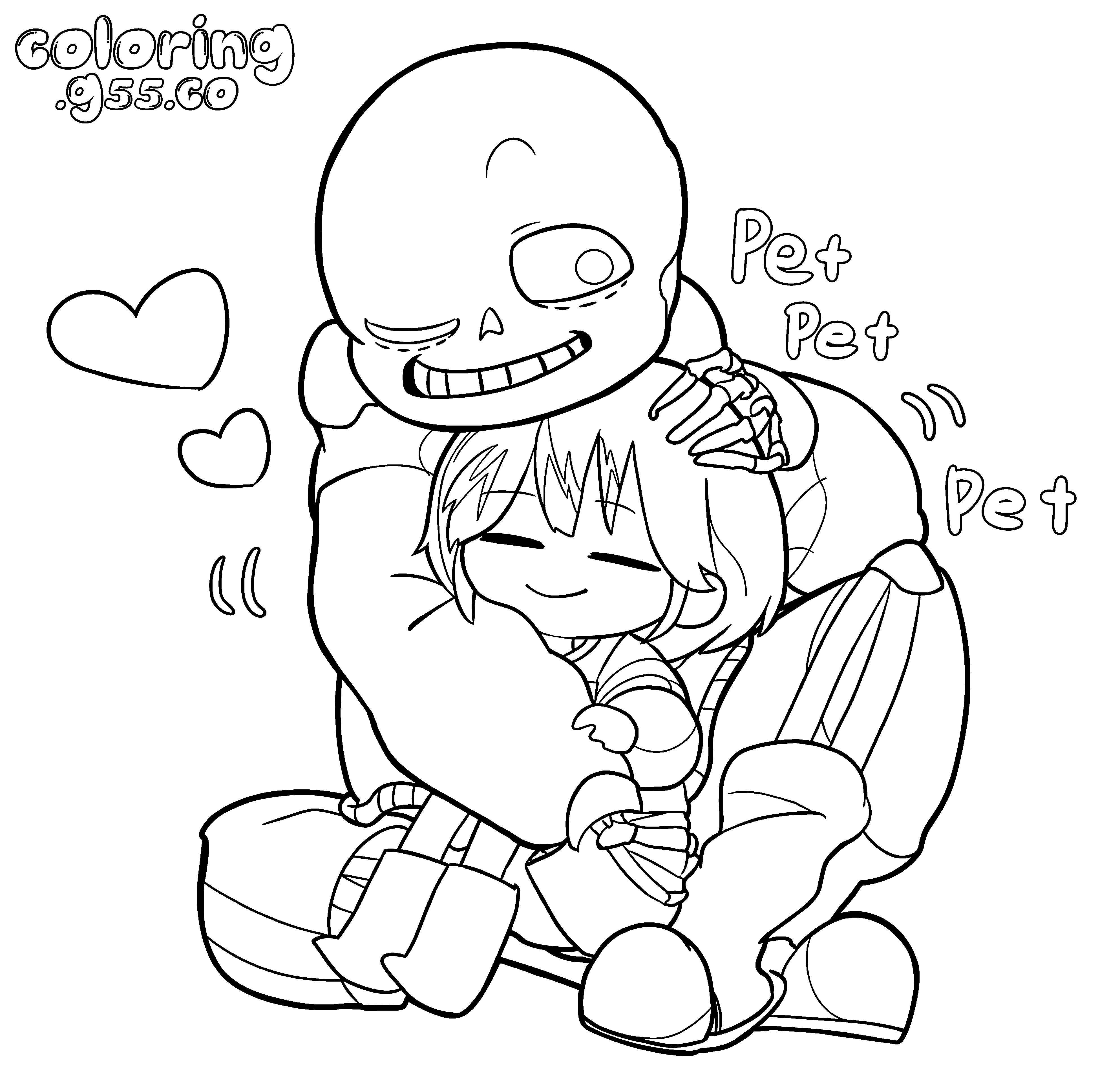undertale sans petting frisk line art