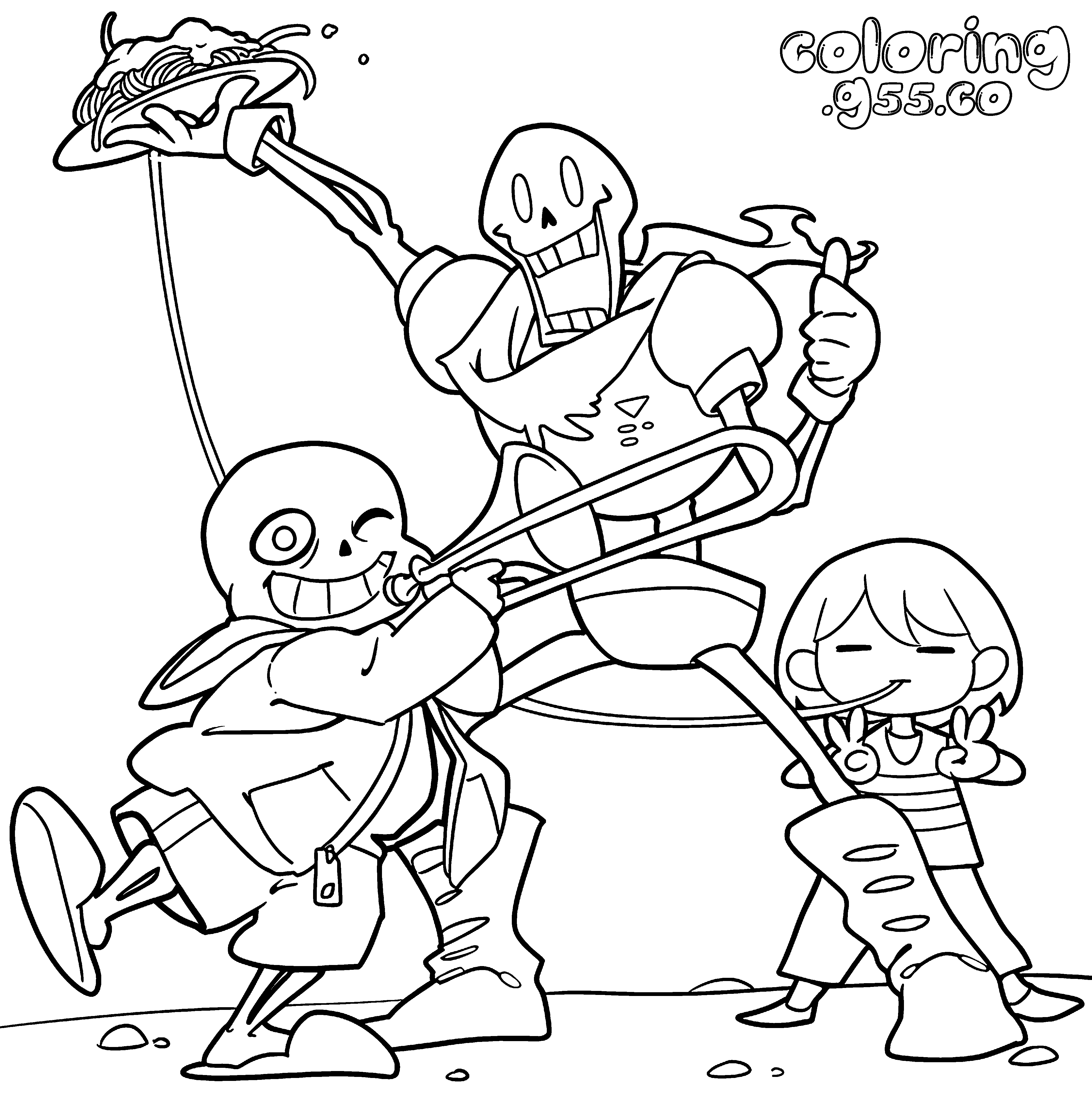 undertale sans plays trombone line art