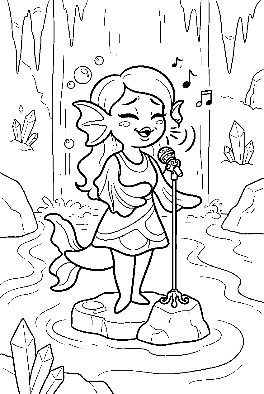 undertale shyren singing in waterfall line art