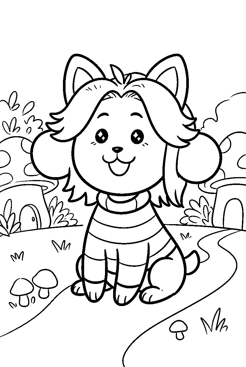 undertale temmie smiling in temmie village line art