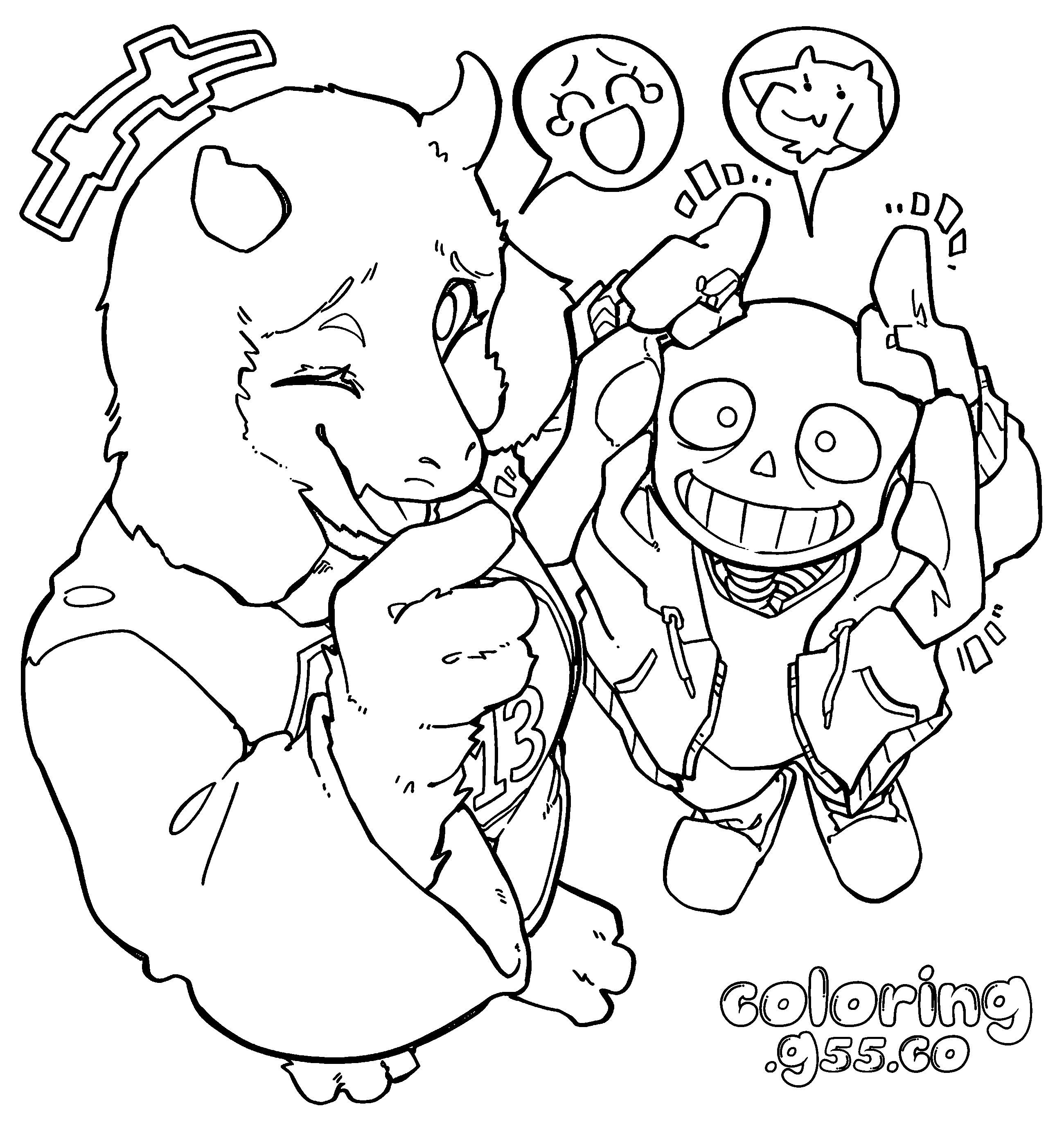 undertale toriel sans laughing line art