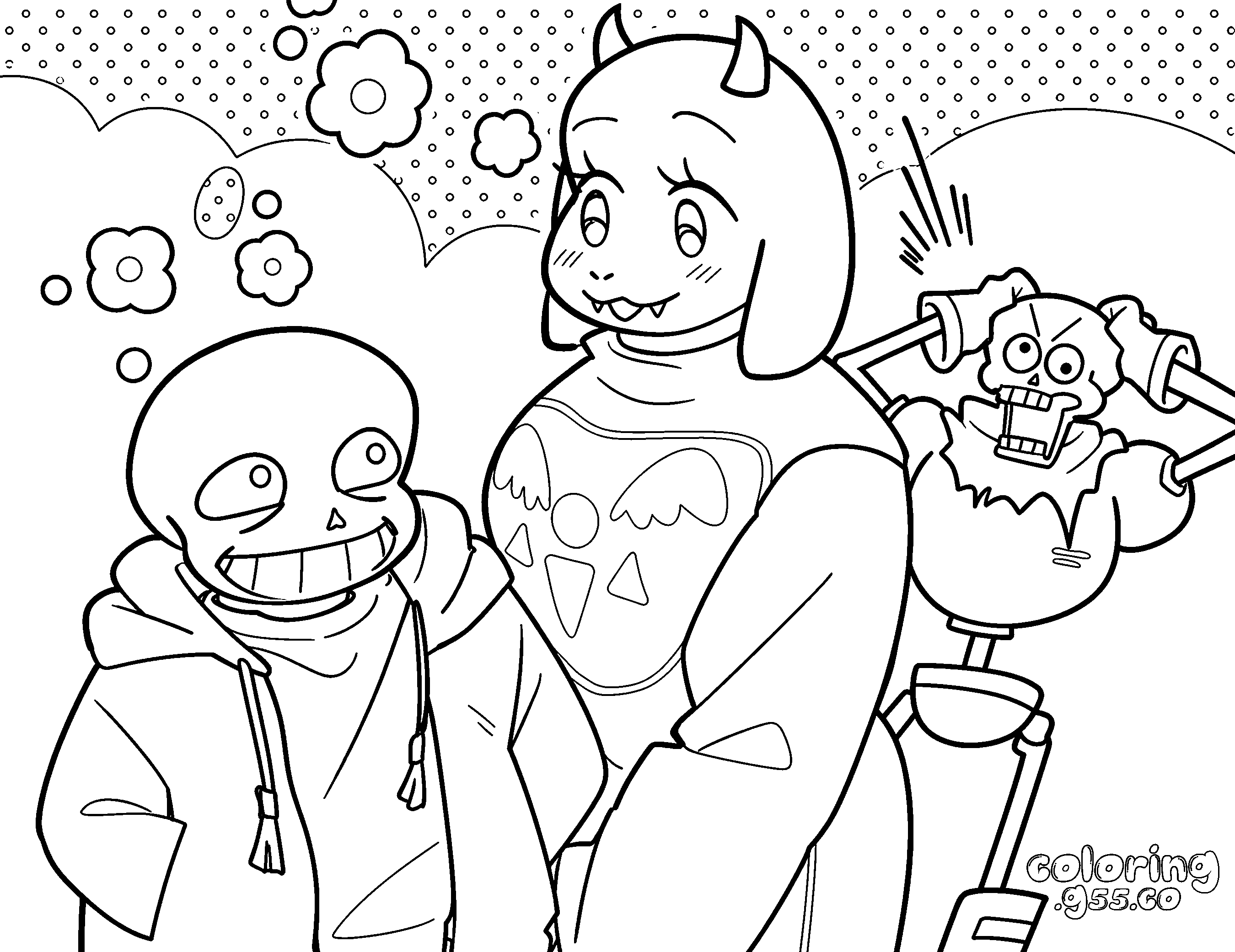 undertale toriel sans papyrus line art