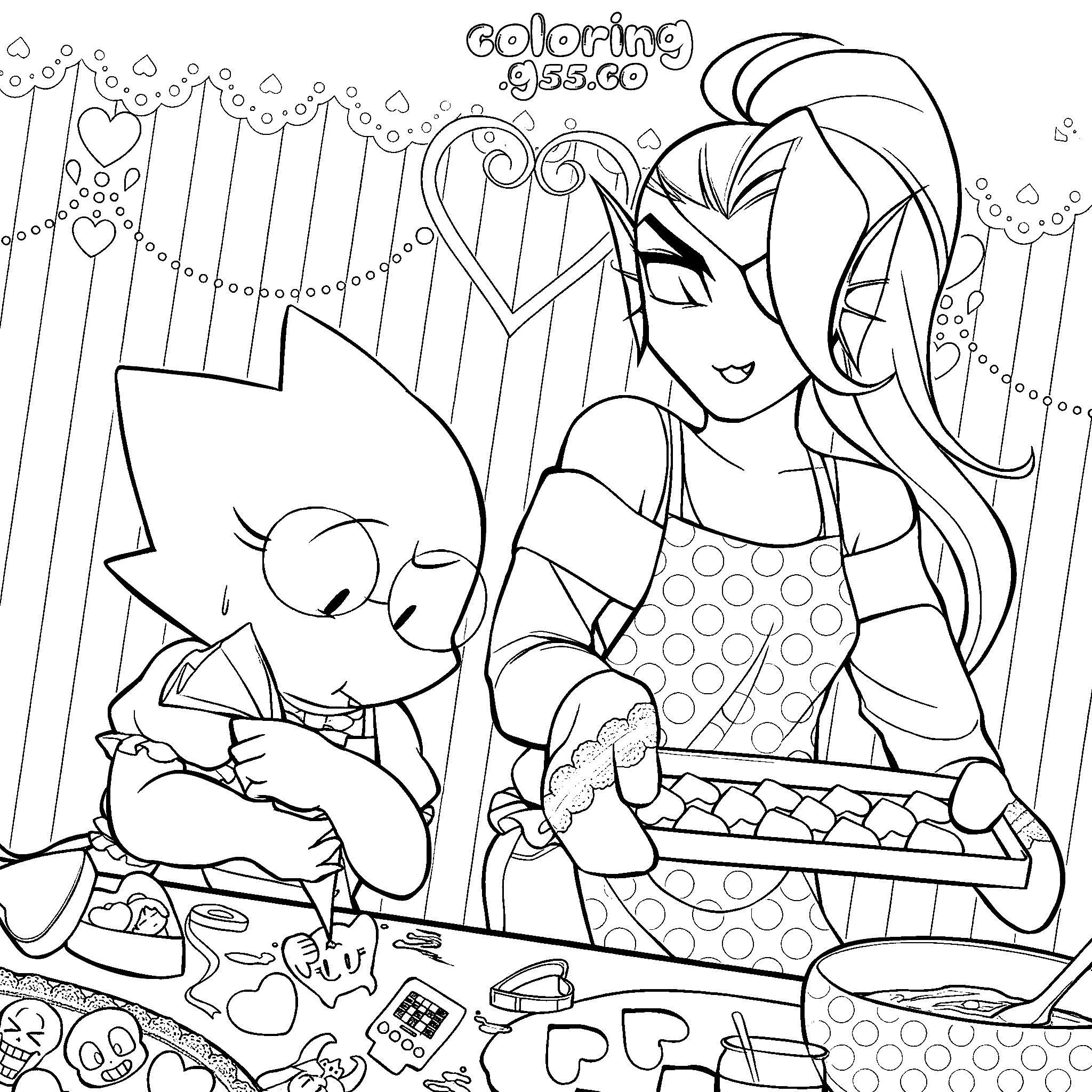 undertale undyne and alphys baking line art