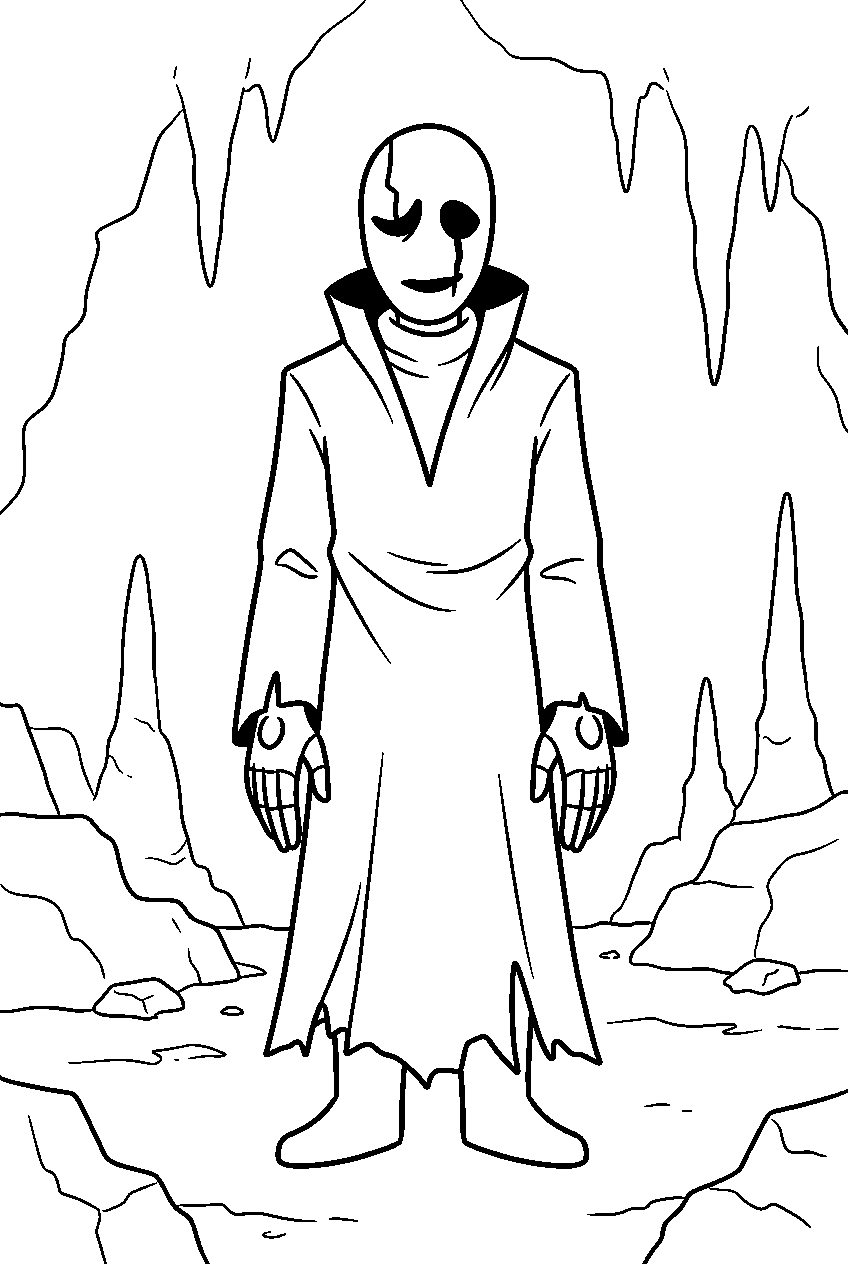 undertale w d gaster standing in the underground line art
