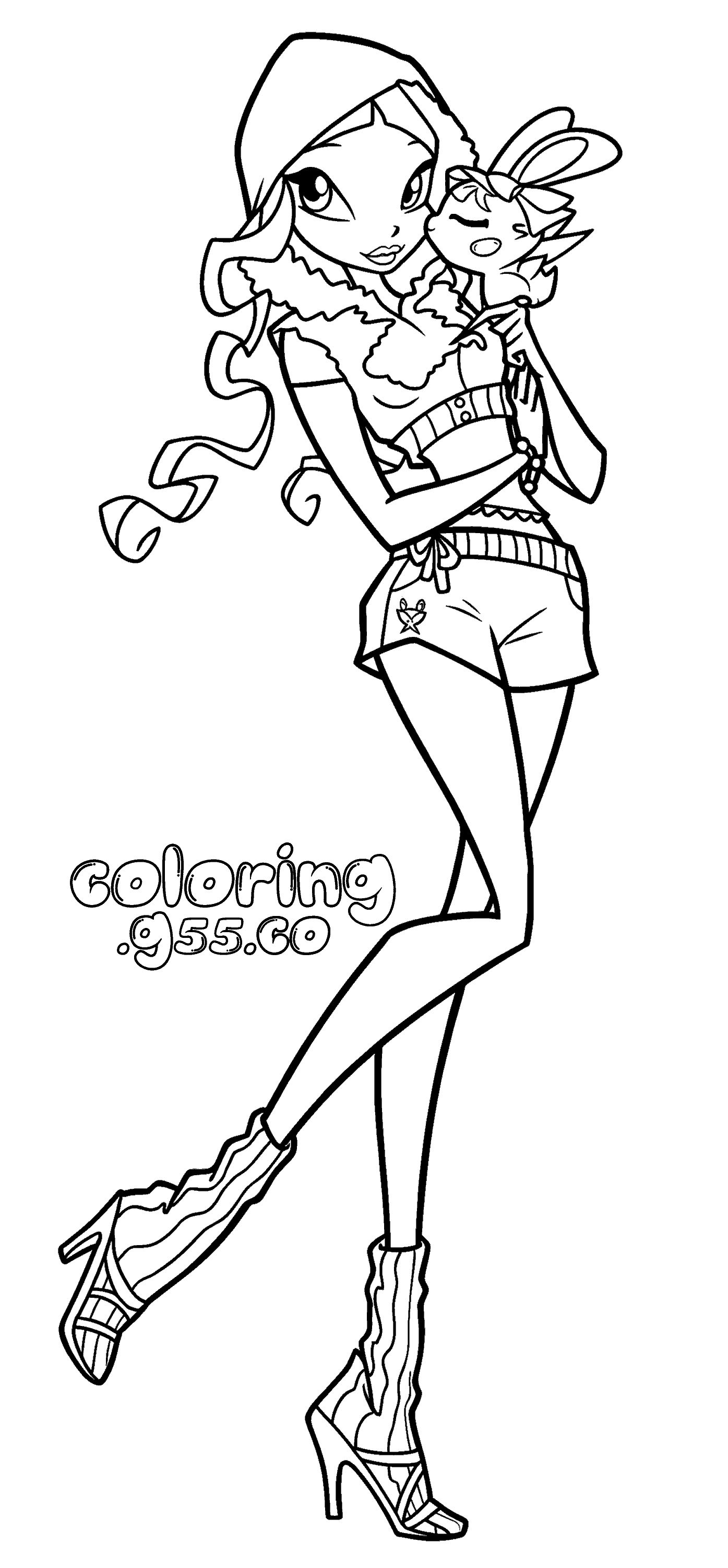 winx club aisha beanie pet line art for kids