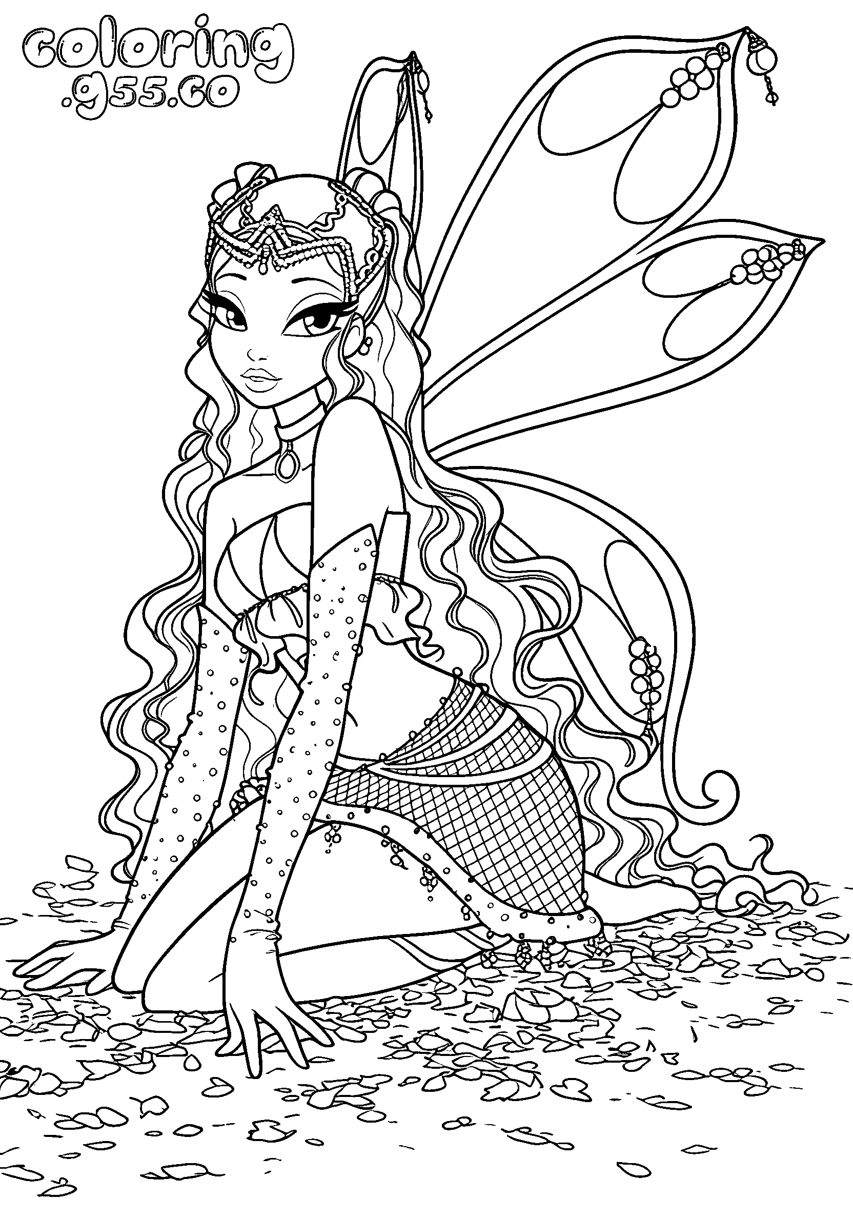 winx club aisha enchantix wings line art