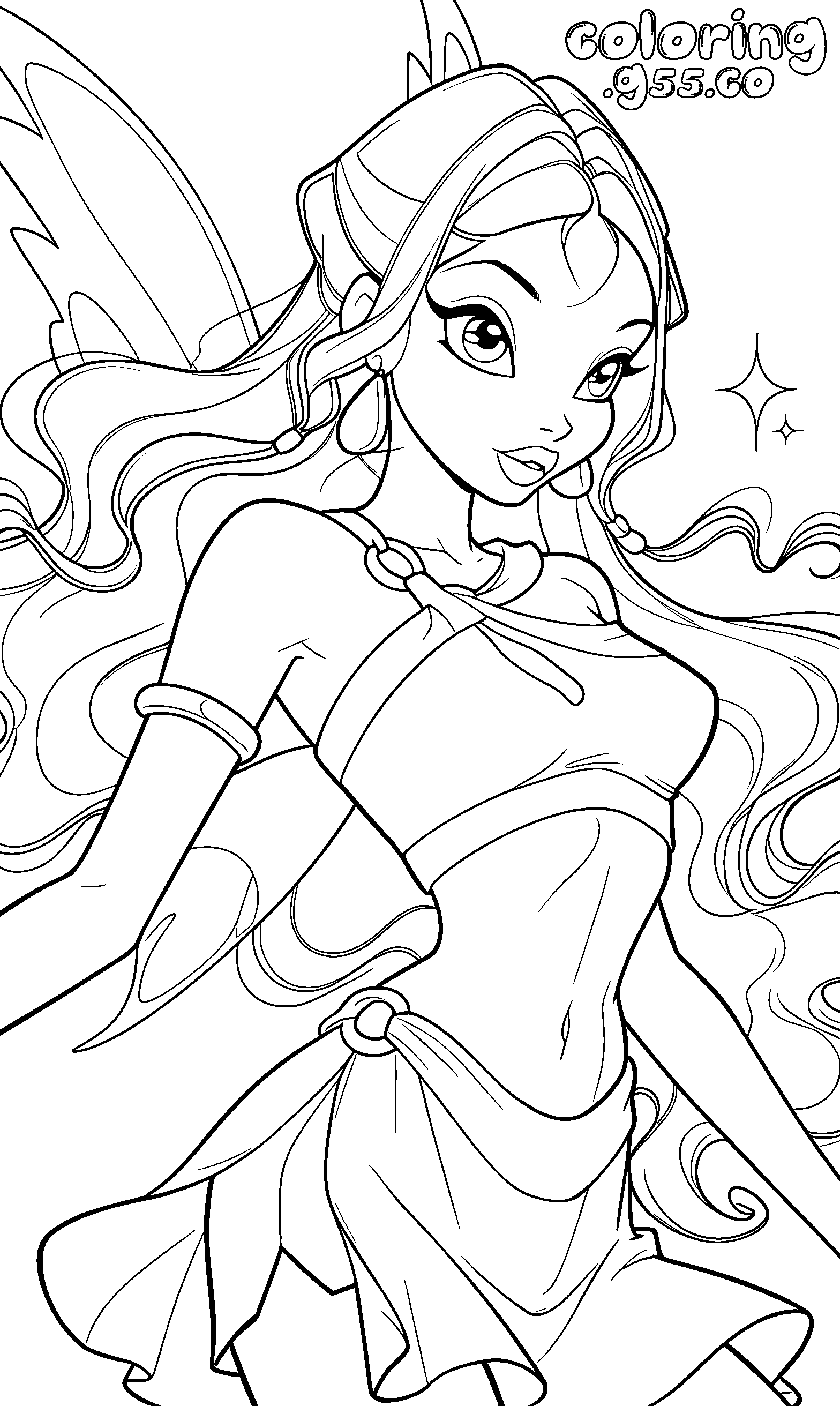 winx club aisha magic transformation line art