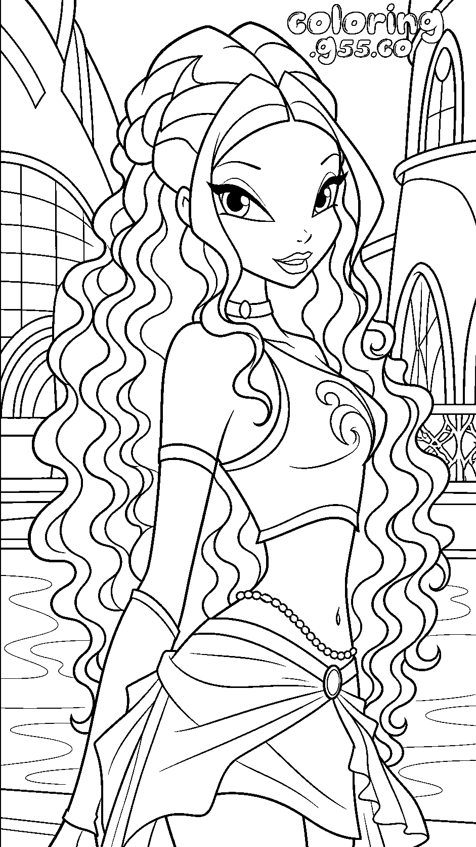 winx club aisha princess outfit line art