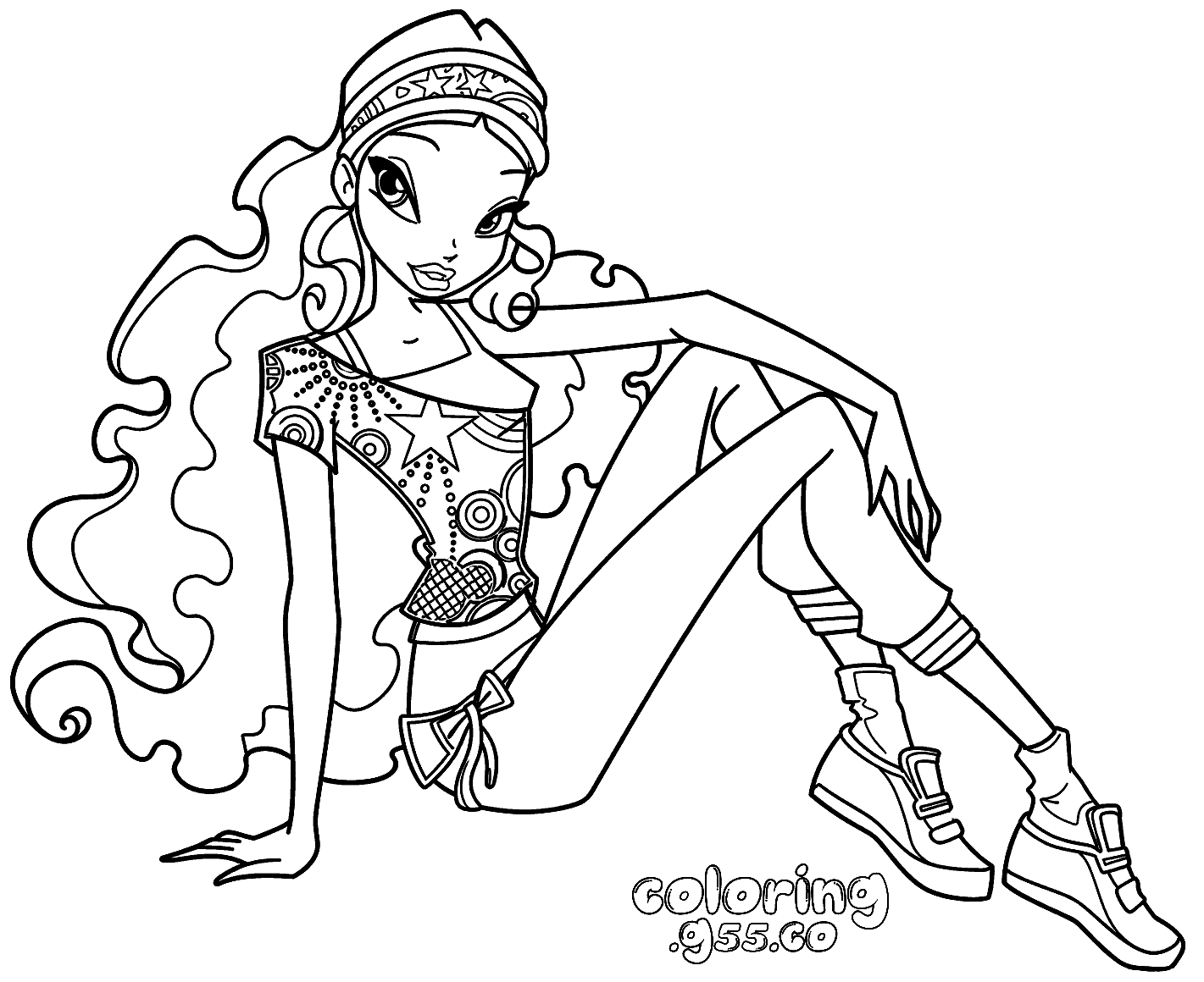 winx club aisha sporty streetwear style line arts for kids