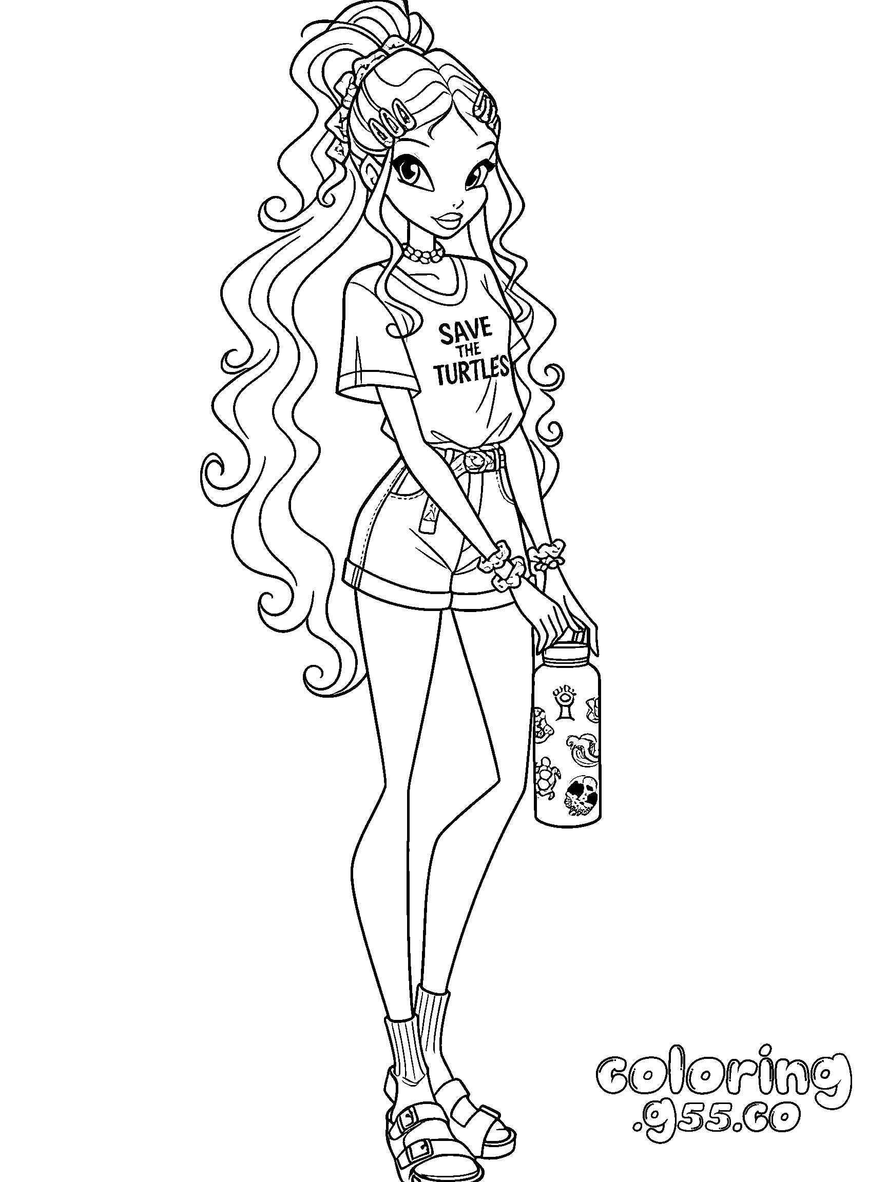 winx club aisha vsco girl line art for kids