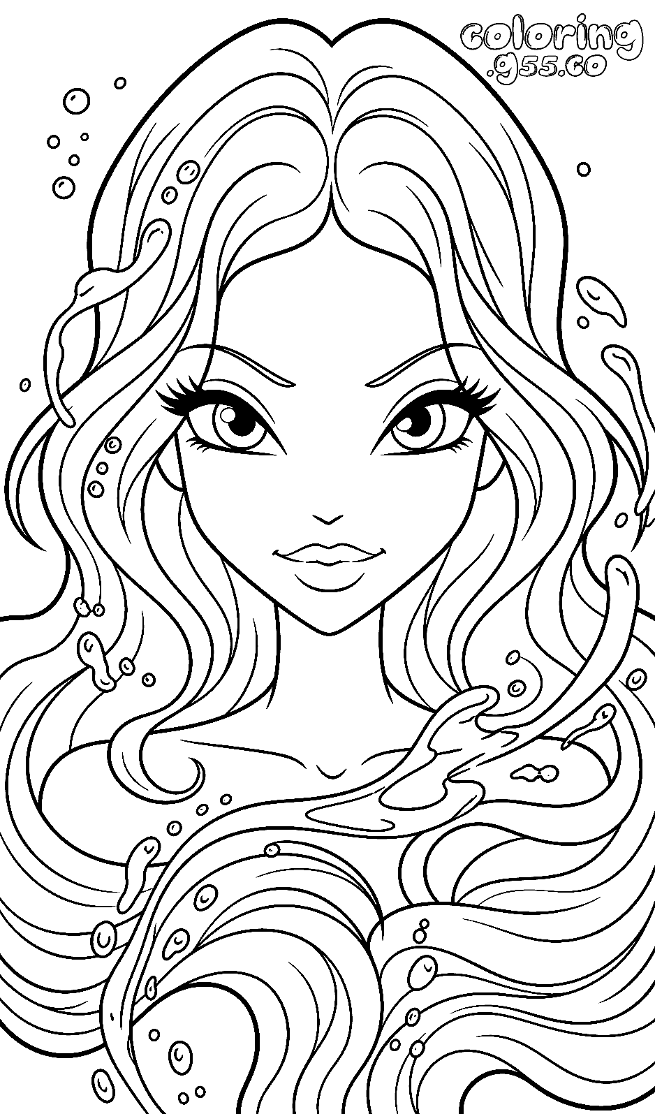 winx club aisha water waves line art