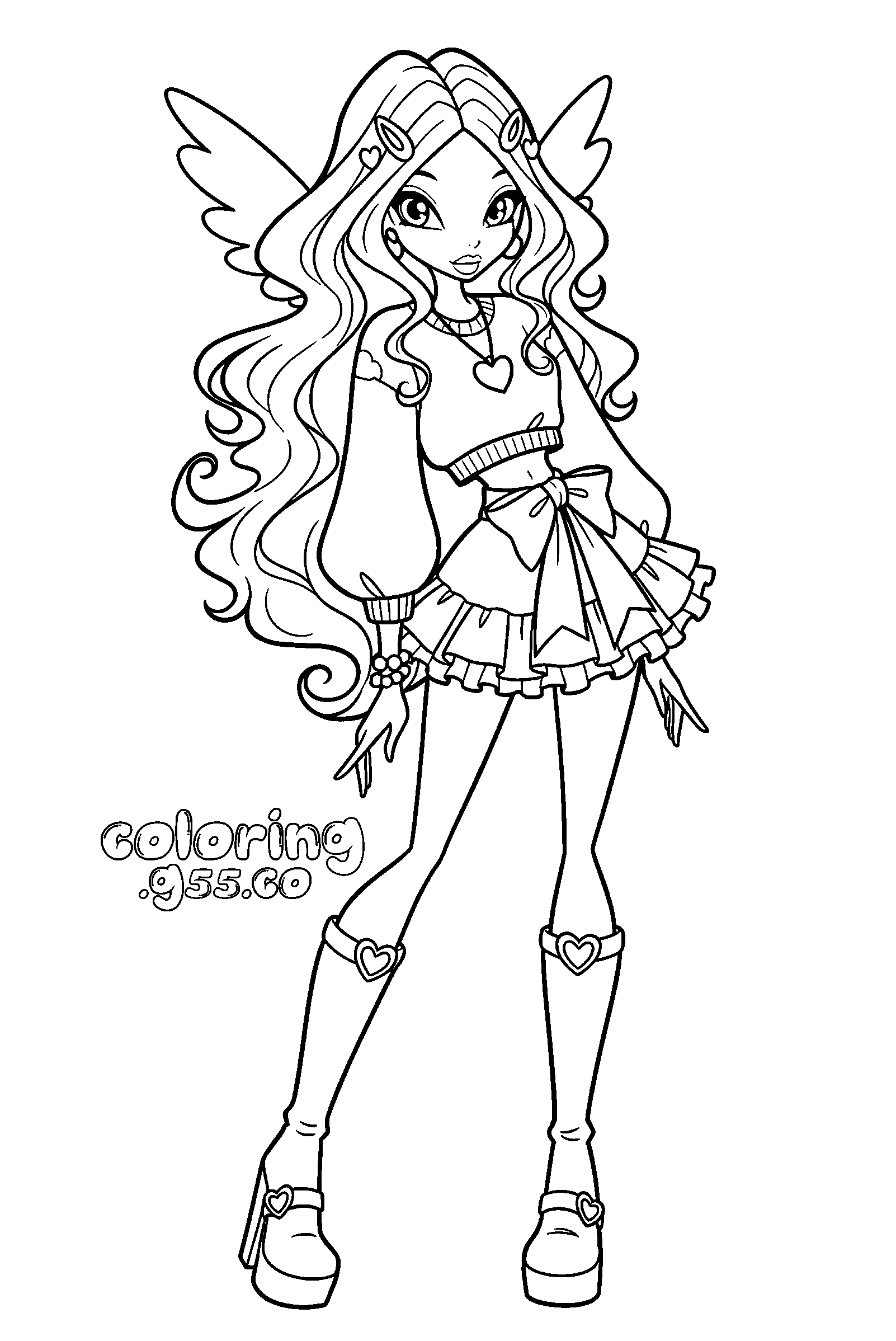 winx club aisha y2k fashion line art
