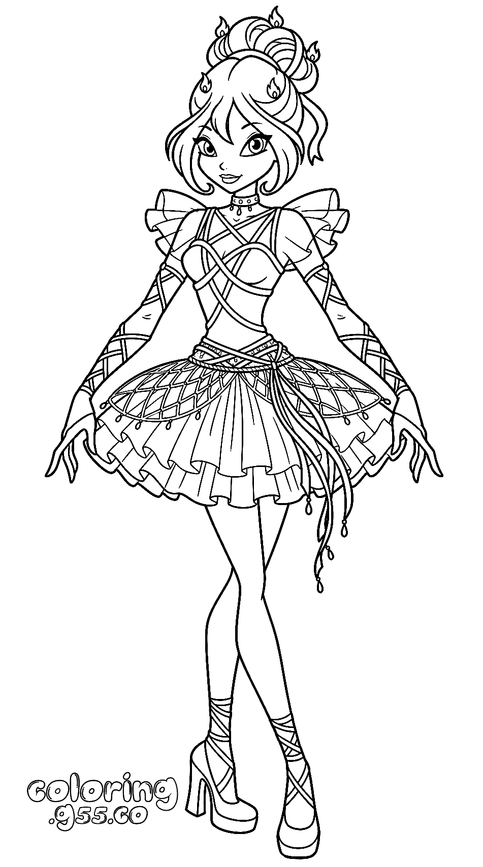winx bloom ballerina fashion line art for kids