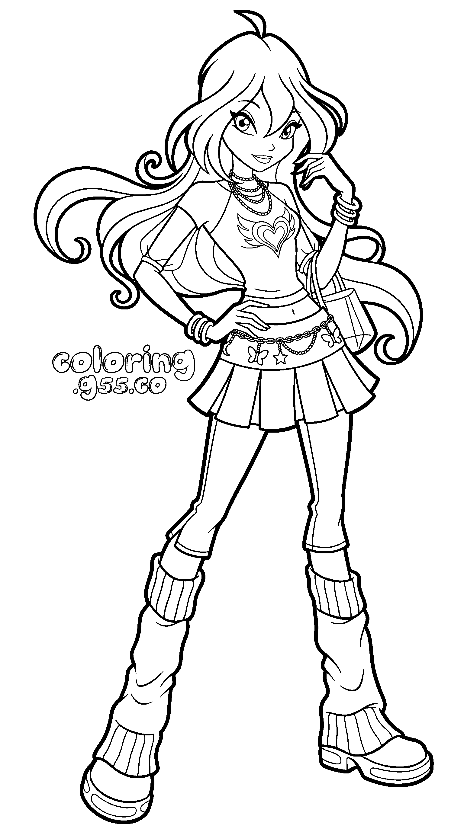winx bloom y2k fashion line art for kids