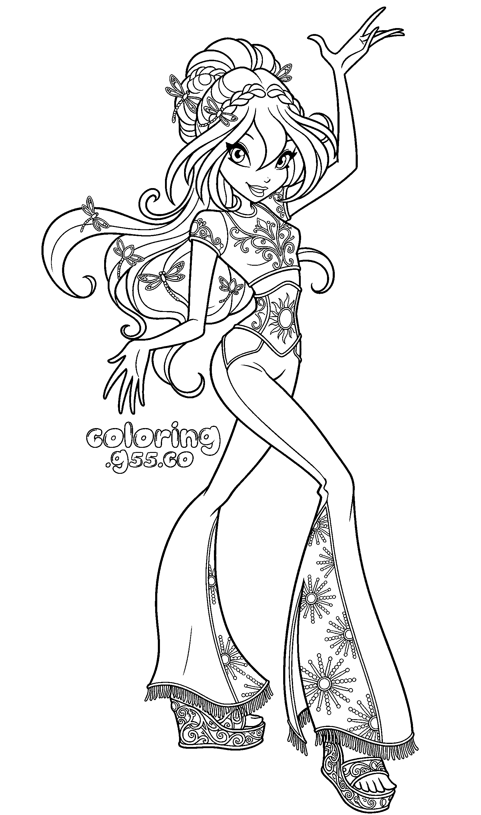winx club bloom boho dragonfly bell bottoms line arts for kids