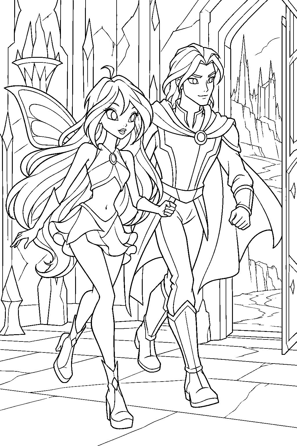 winx club bloom escaping darkar s fortress with sky line art