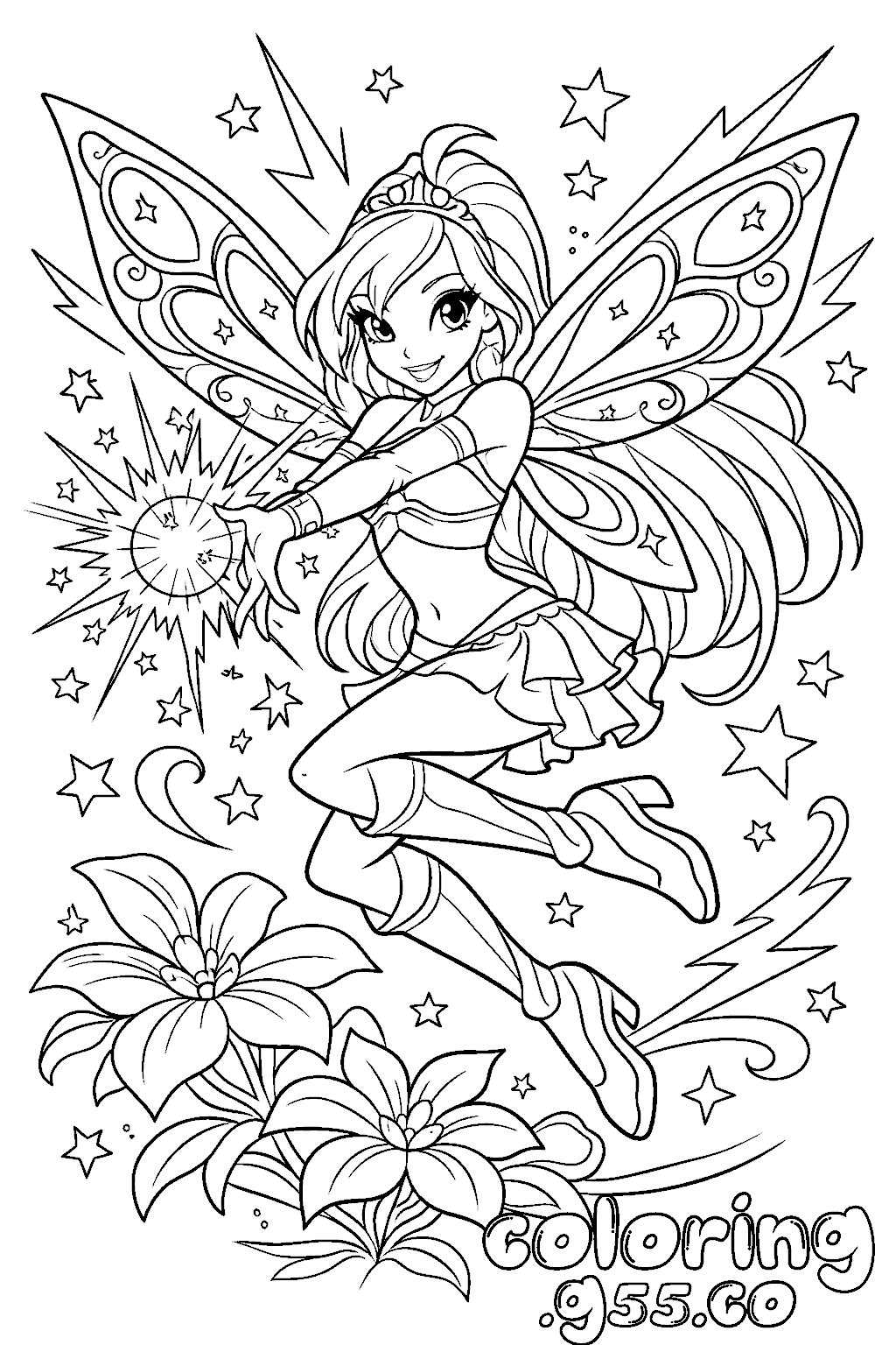 winx club bloom fairy spell coloring sheets for kids