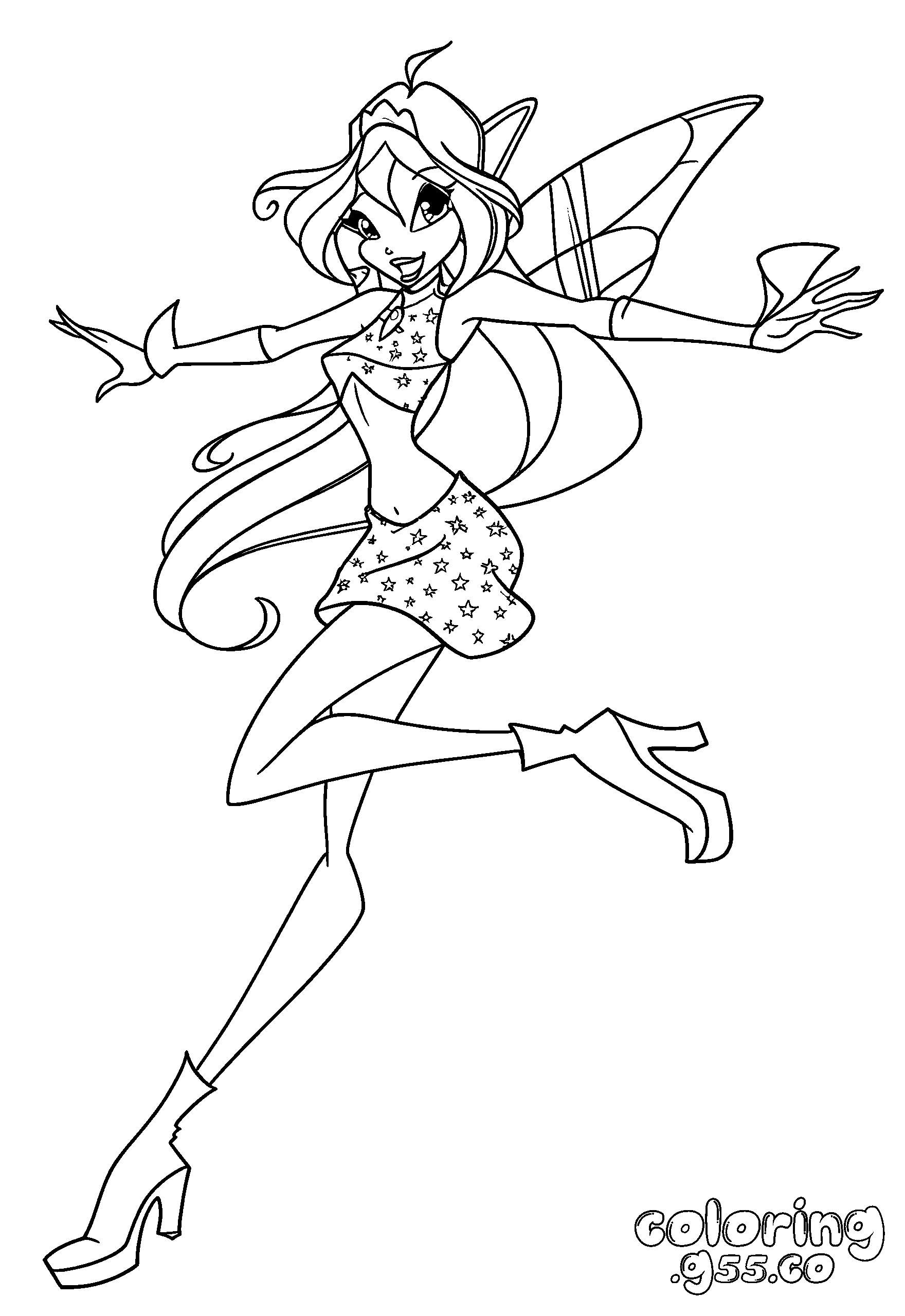winx club bloom flying star outfit line arts for kids
