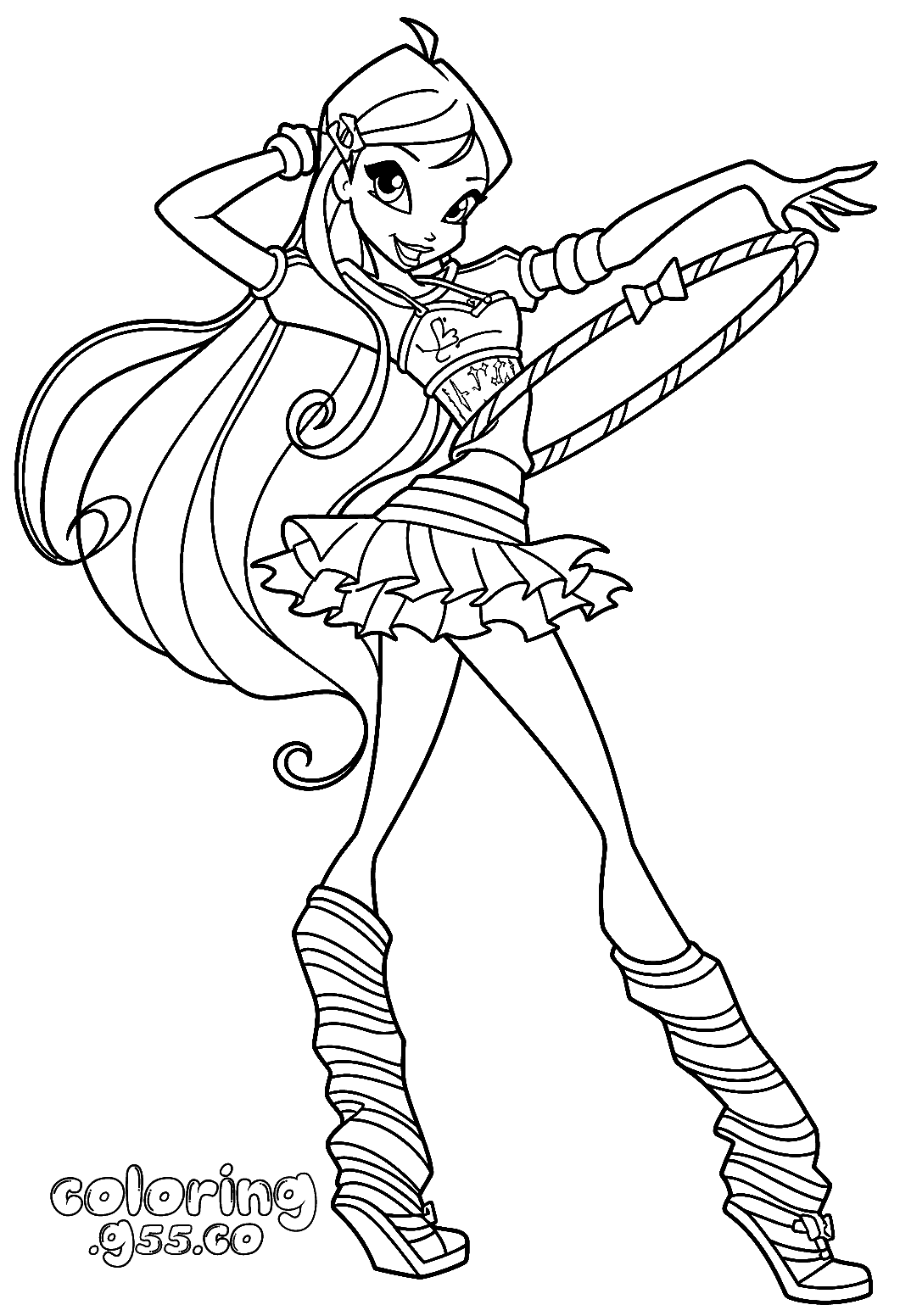 winx club bloom hula hoop line art for kids