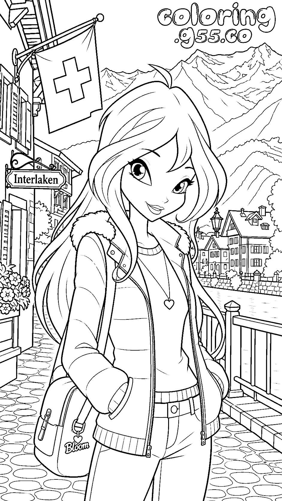 winx club bloom interlaken travel line art