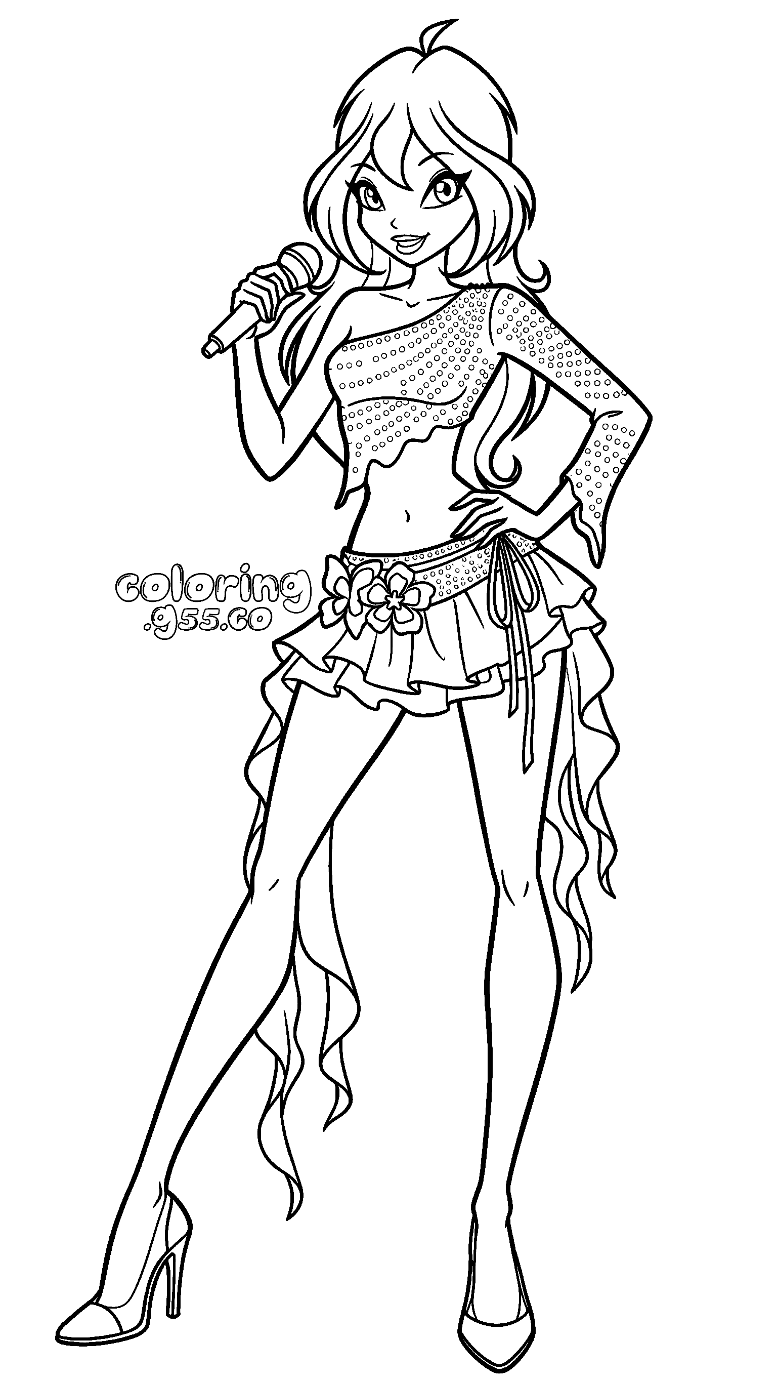 winx club bloom pop star singer line arts for kids