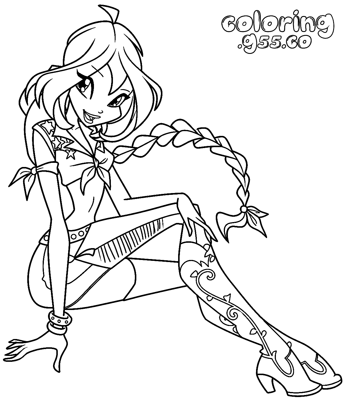 winx club bloom rock star line art for kids