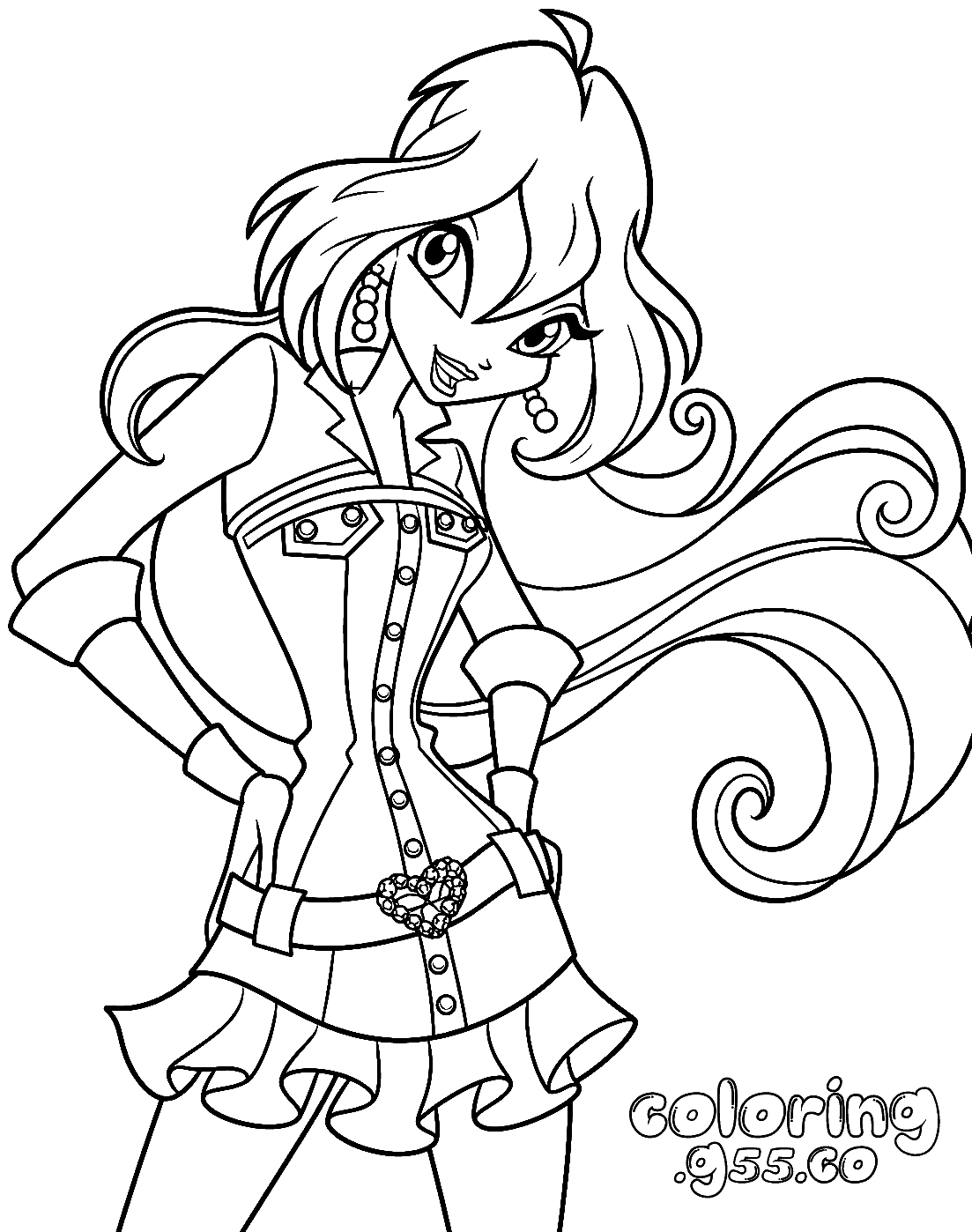winx club bloom y2k fashion line art for kids
