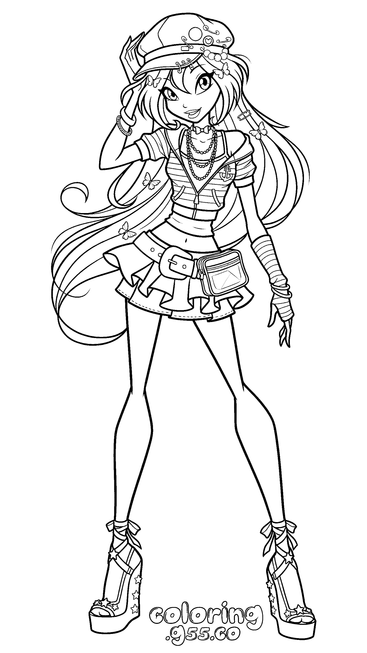 winx club bloom y2k fashion line art