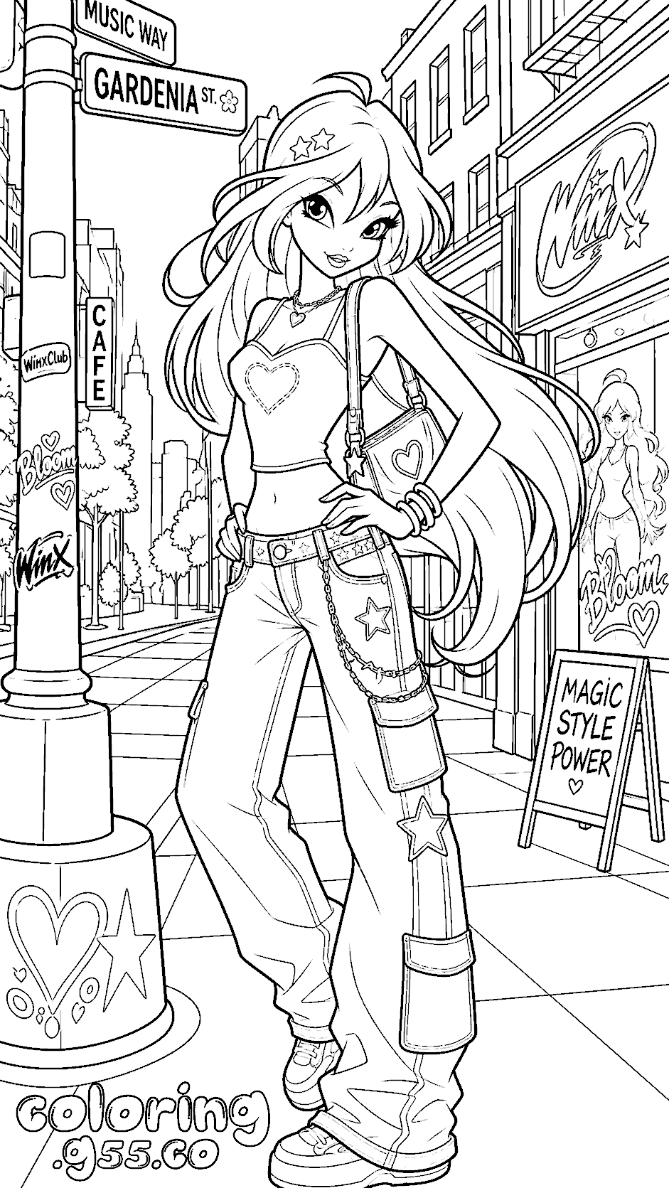 winx club bloom y2k streetwear line art