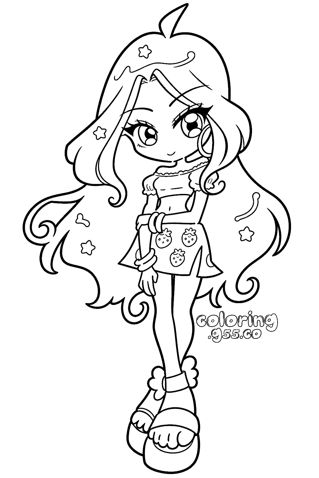 chibi flora strawberry pattern winx club line arts for kids