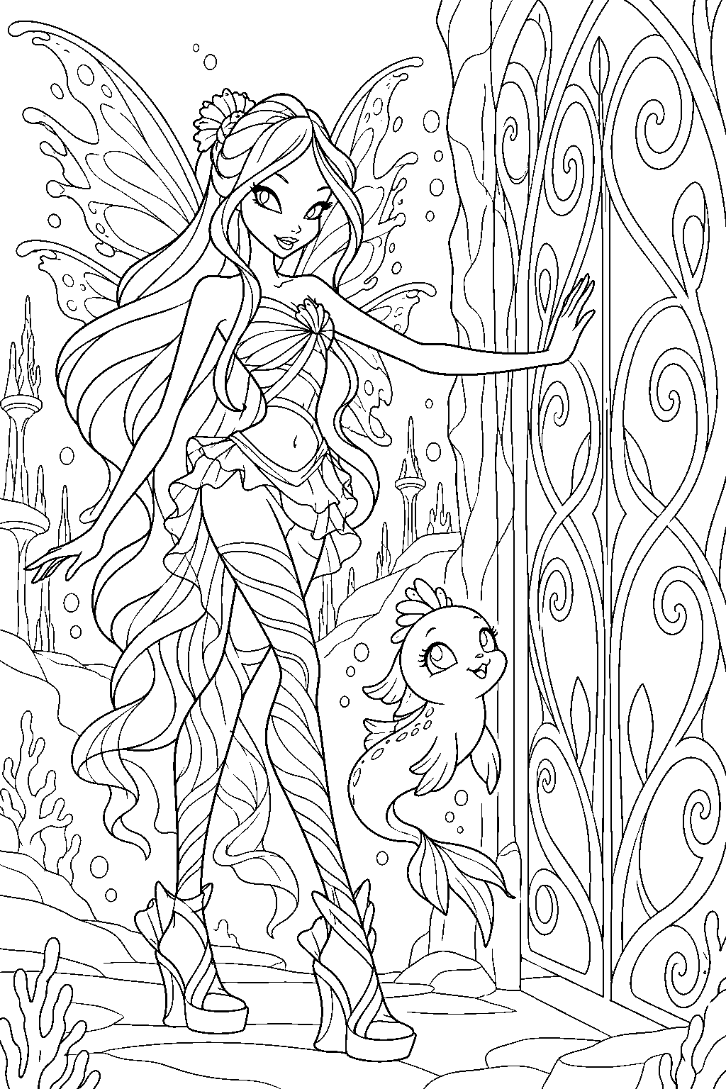 winx club flora and desiryee opening lynphea s ocean gate line art