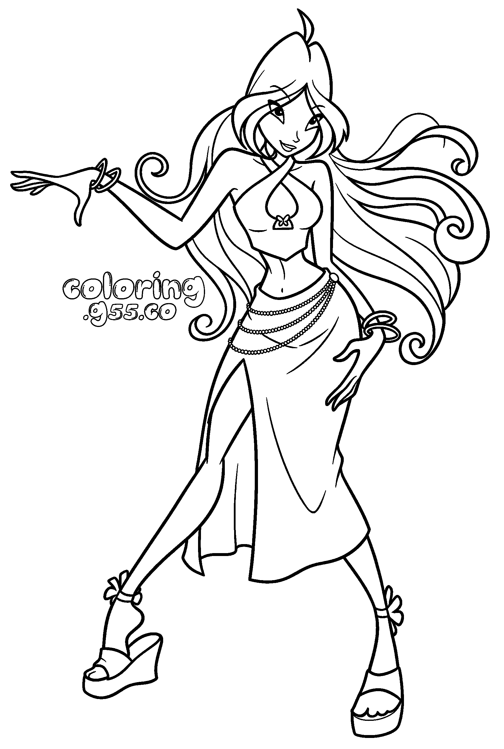 winx club flora elegant beach outfit line arts for kids