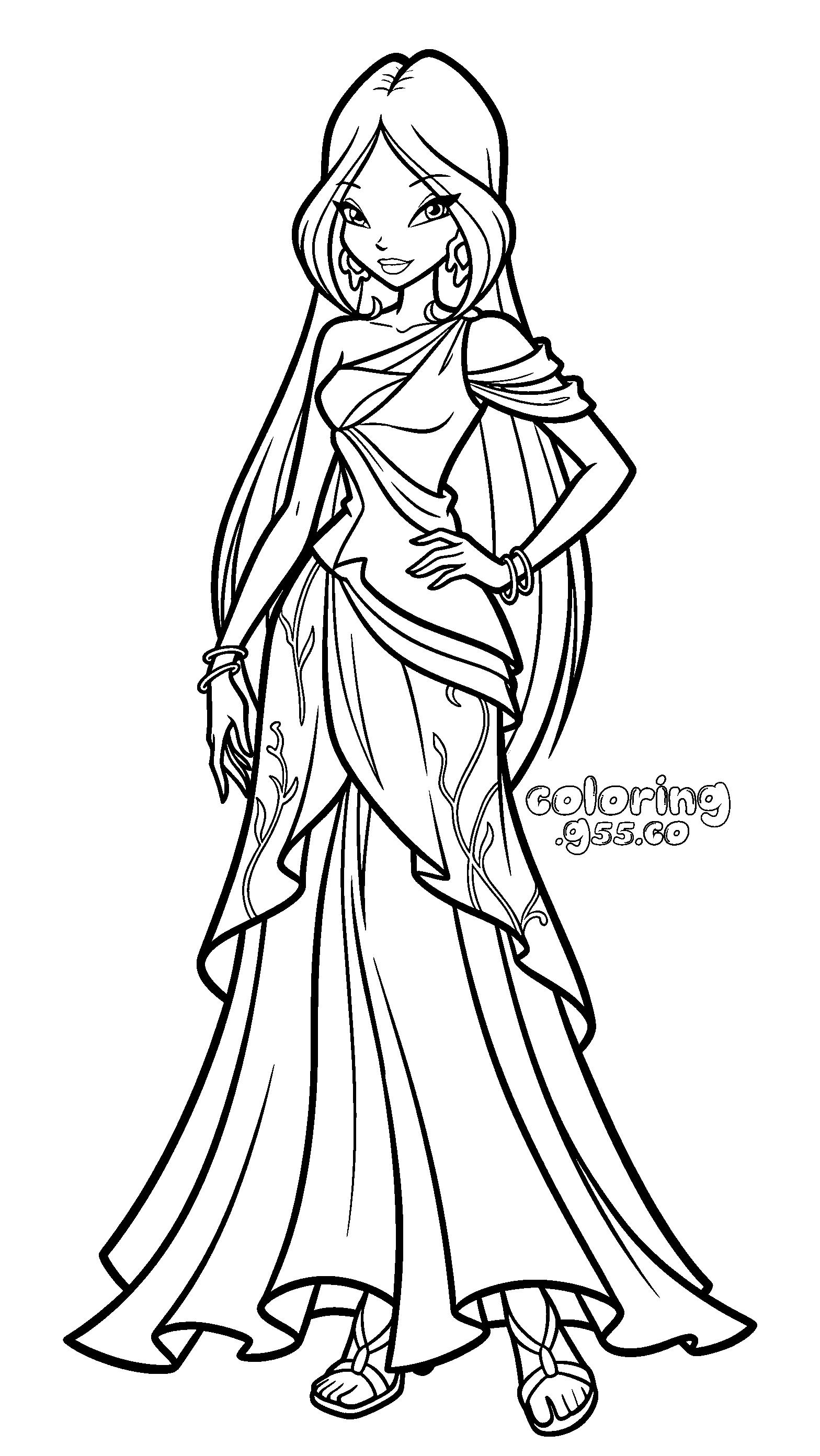 winx club flora elegant goddess gown line arts for kids