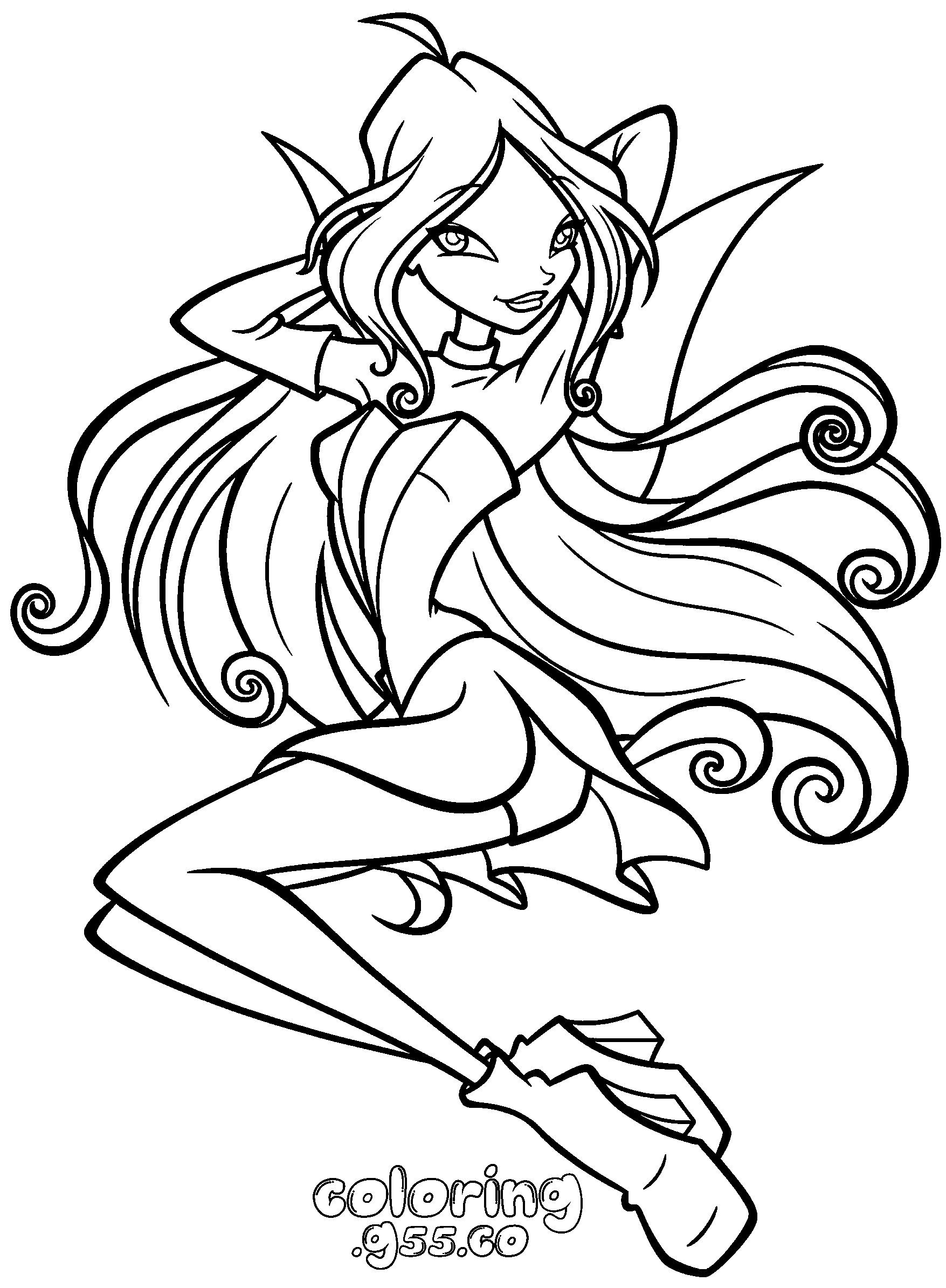 winx club flora flying fairy transformation line arts for kids