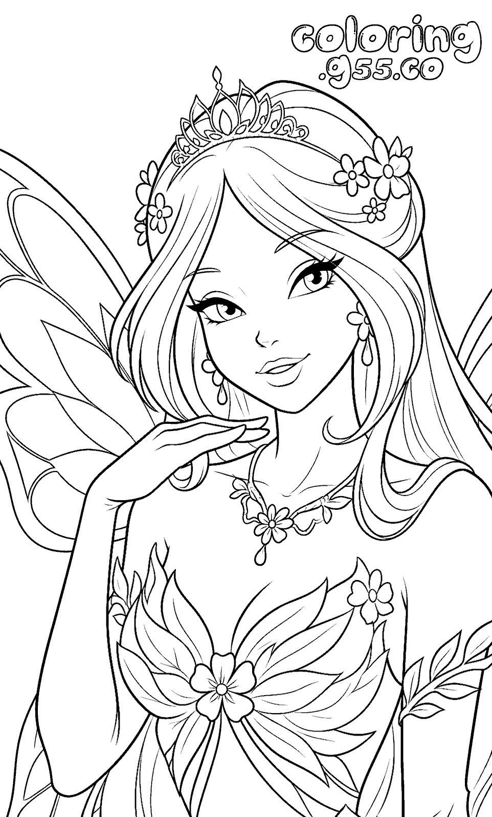 winx club flora royal tiara line art