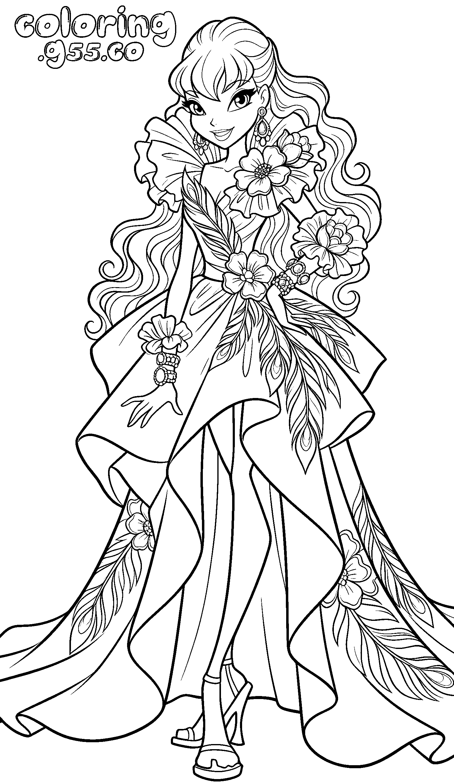 winx club stella ballgown line art