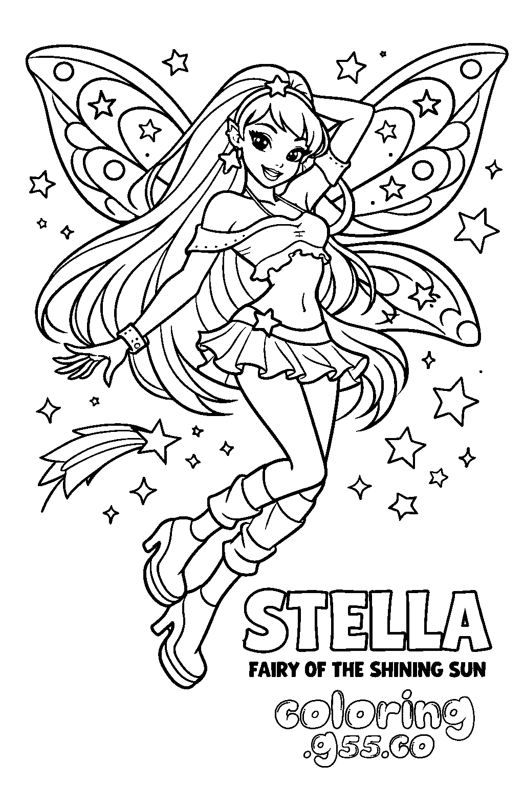 stella winx club magic wings fairy coloring sheets for kids