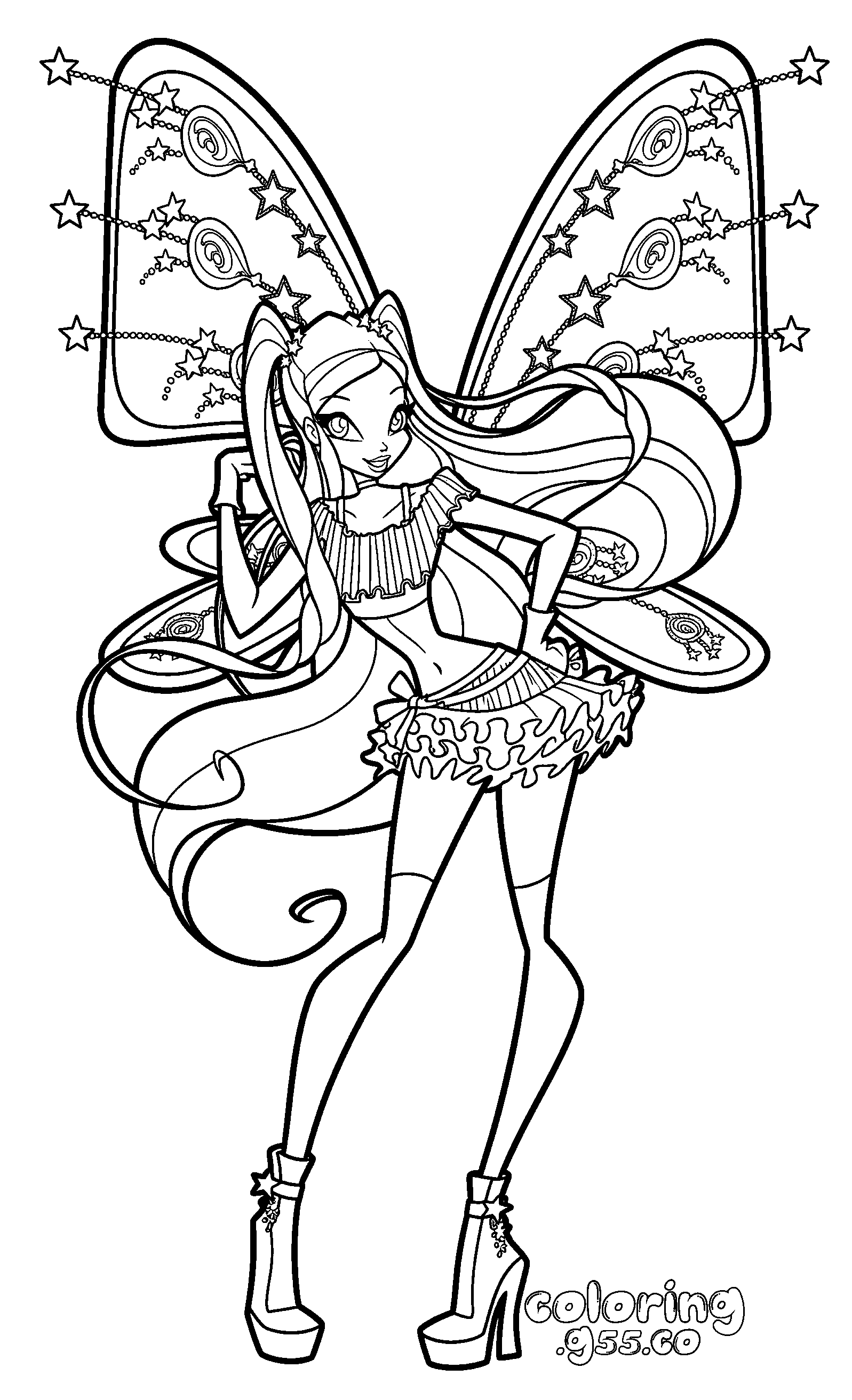 winx club stella believix star wings line arts for kids