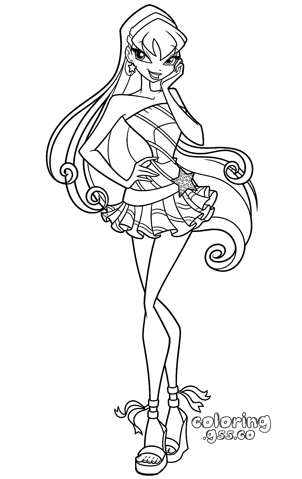 winx club stella star crossbody strapless dress line arts for kids