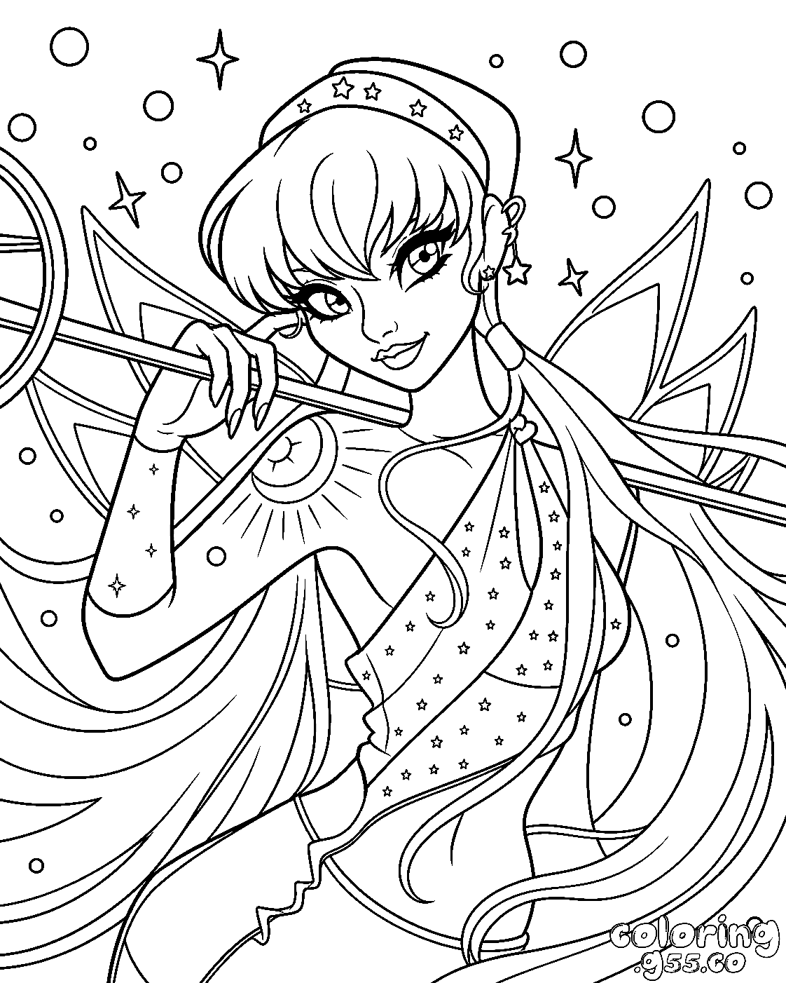 winx club stella sun scepter fairy coloring sheets for kids