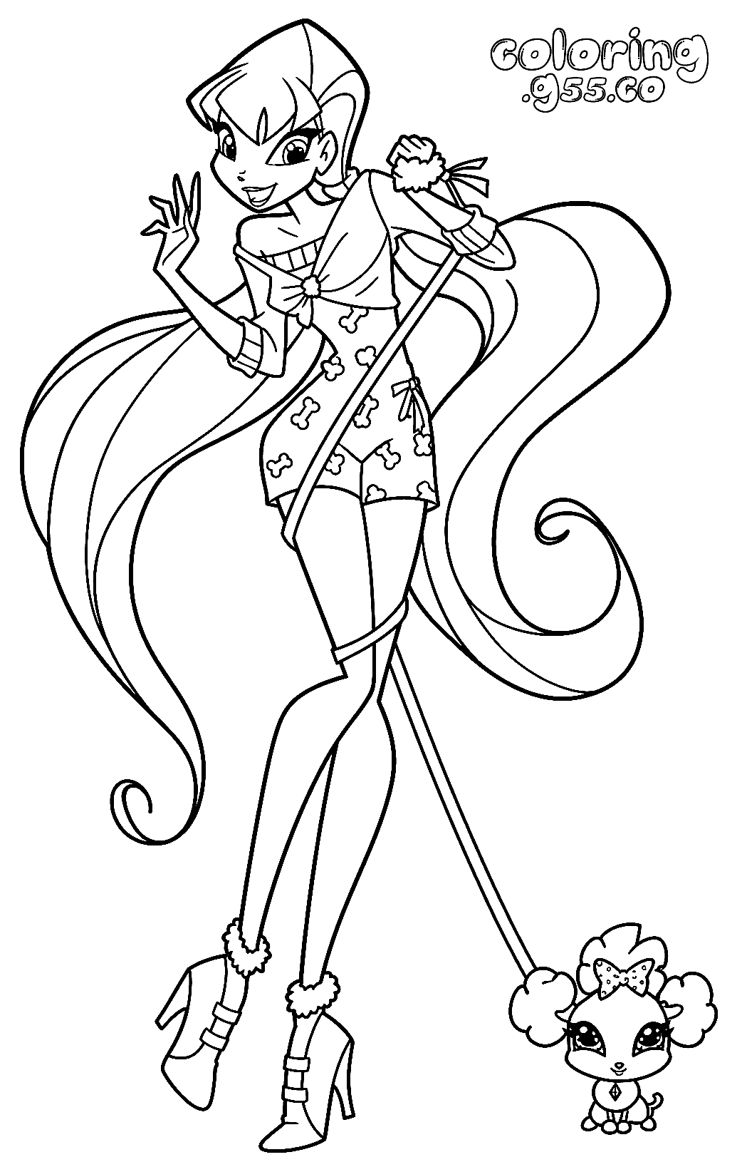 winx club stella walking cute poodle pet line arts for kids