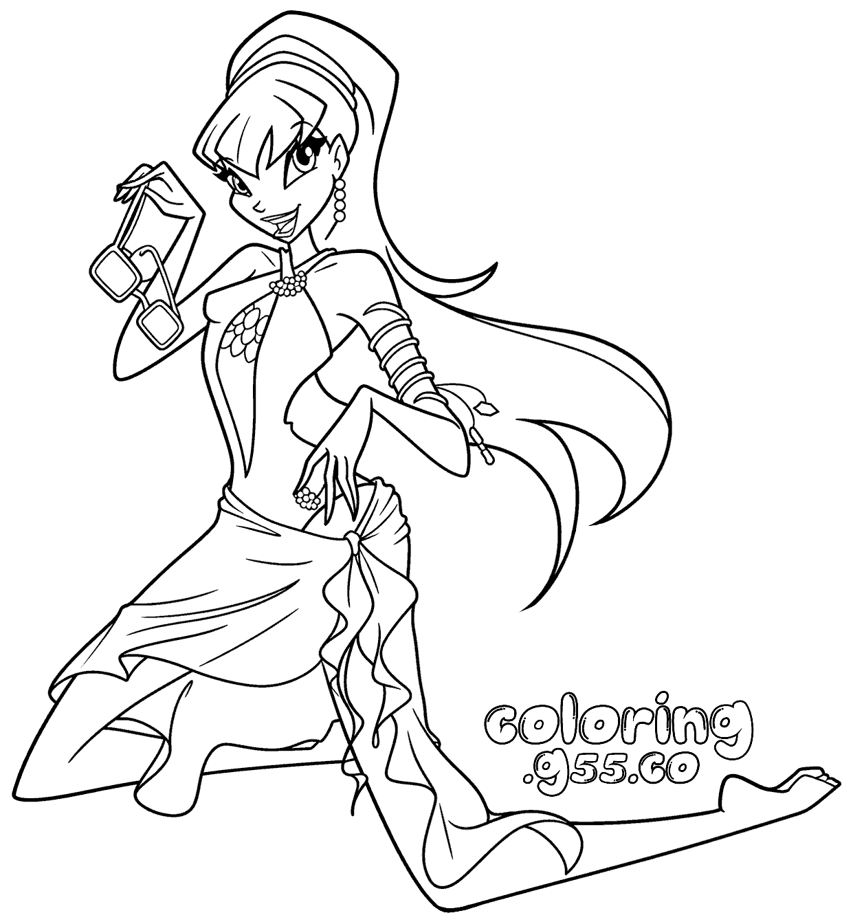 winx stella swimsuit sunglasses line art