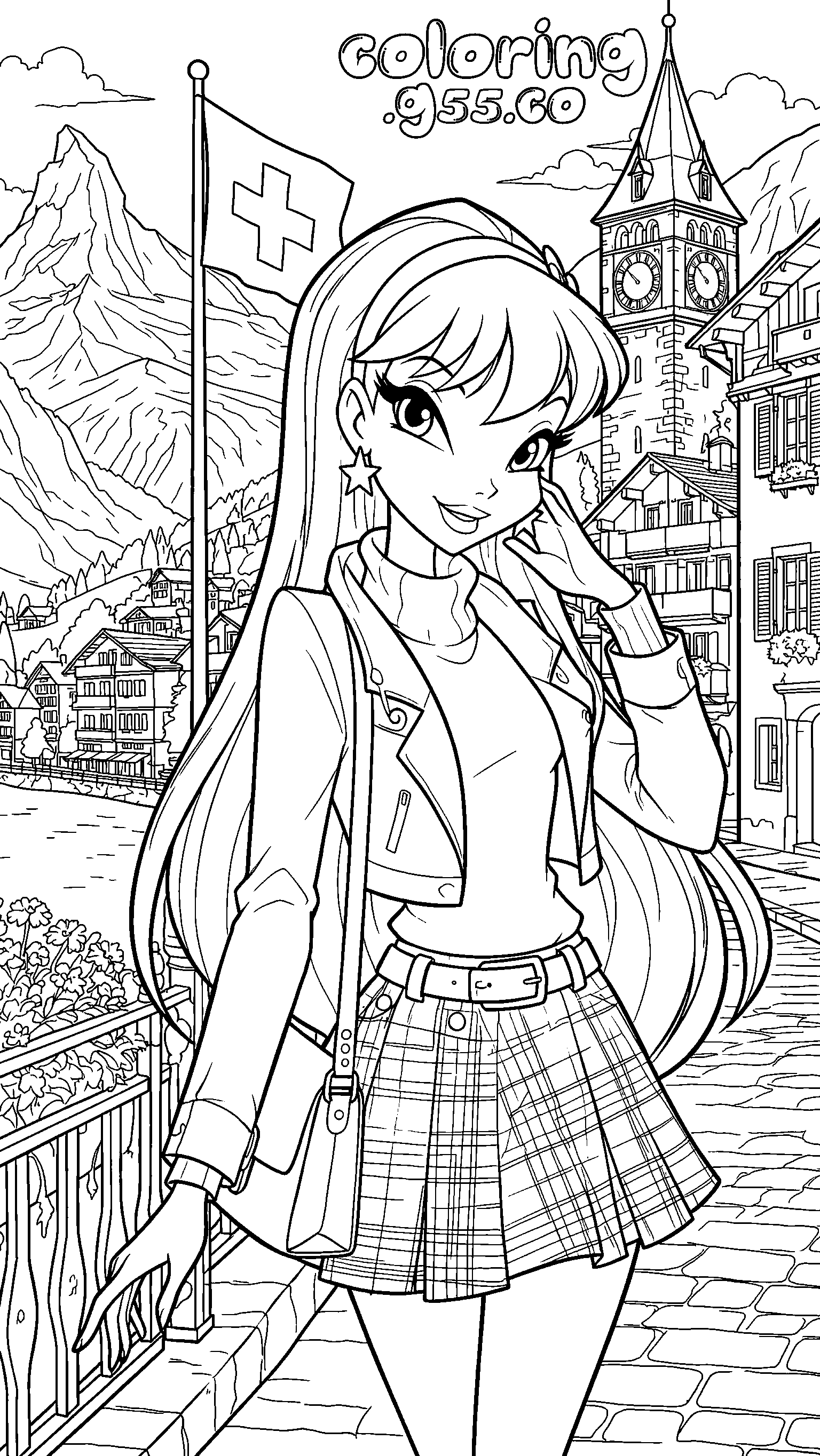 winx stella swiss travel digital line art