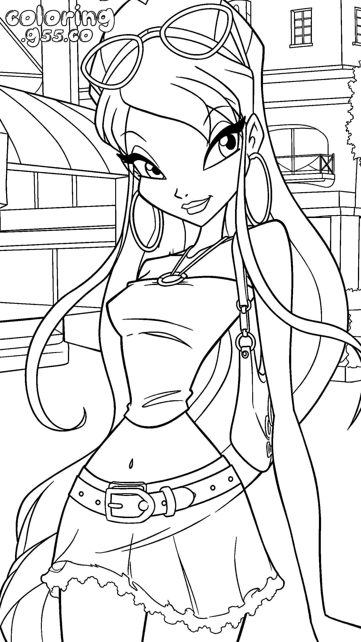 winx stella y2k mini skirt line art for kids