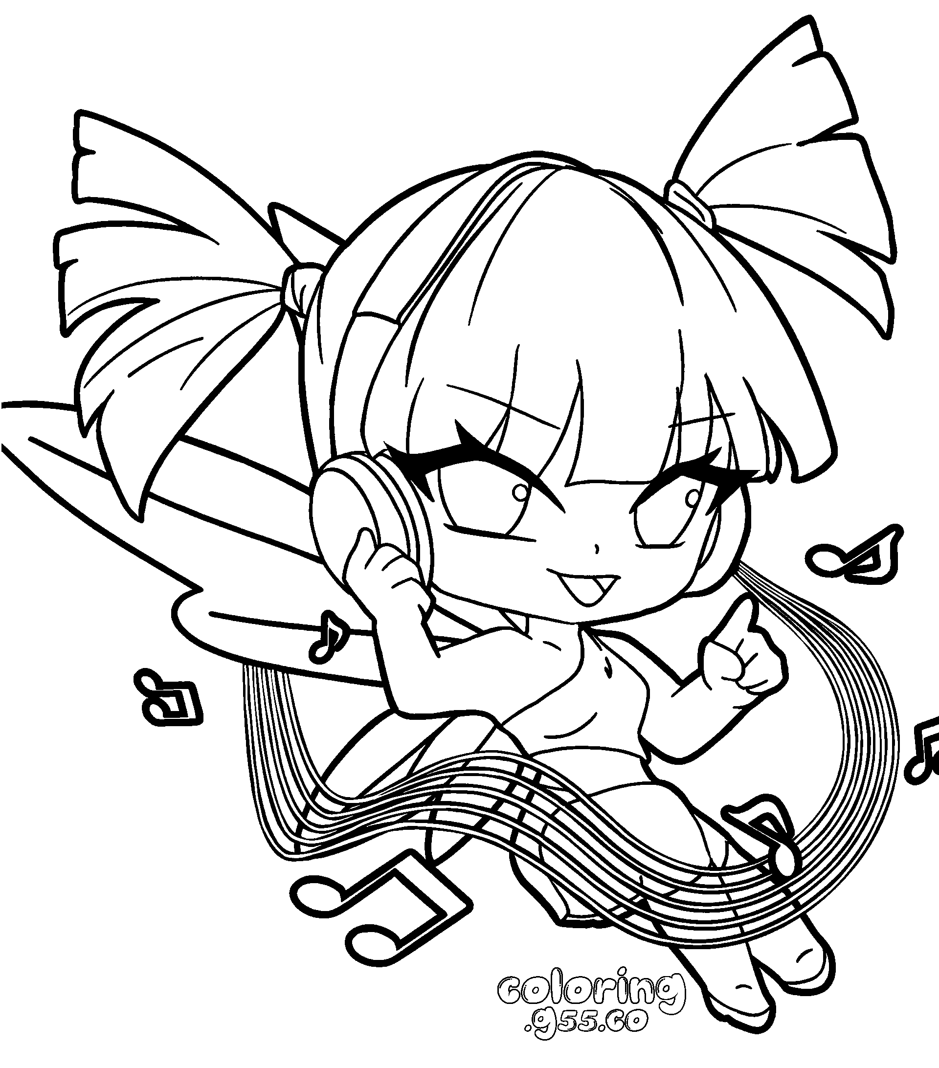 chibi musa headphones winx club music fairy line arts for kids