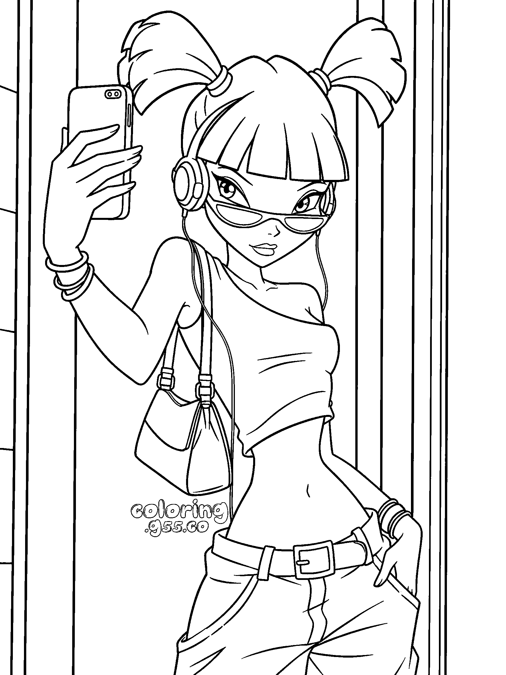 winx club musa mirror selfie fashion line art for kids