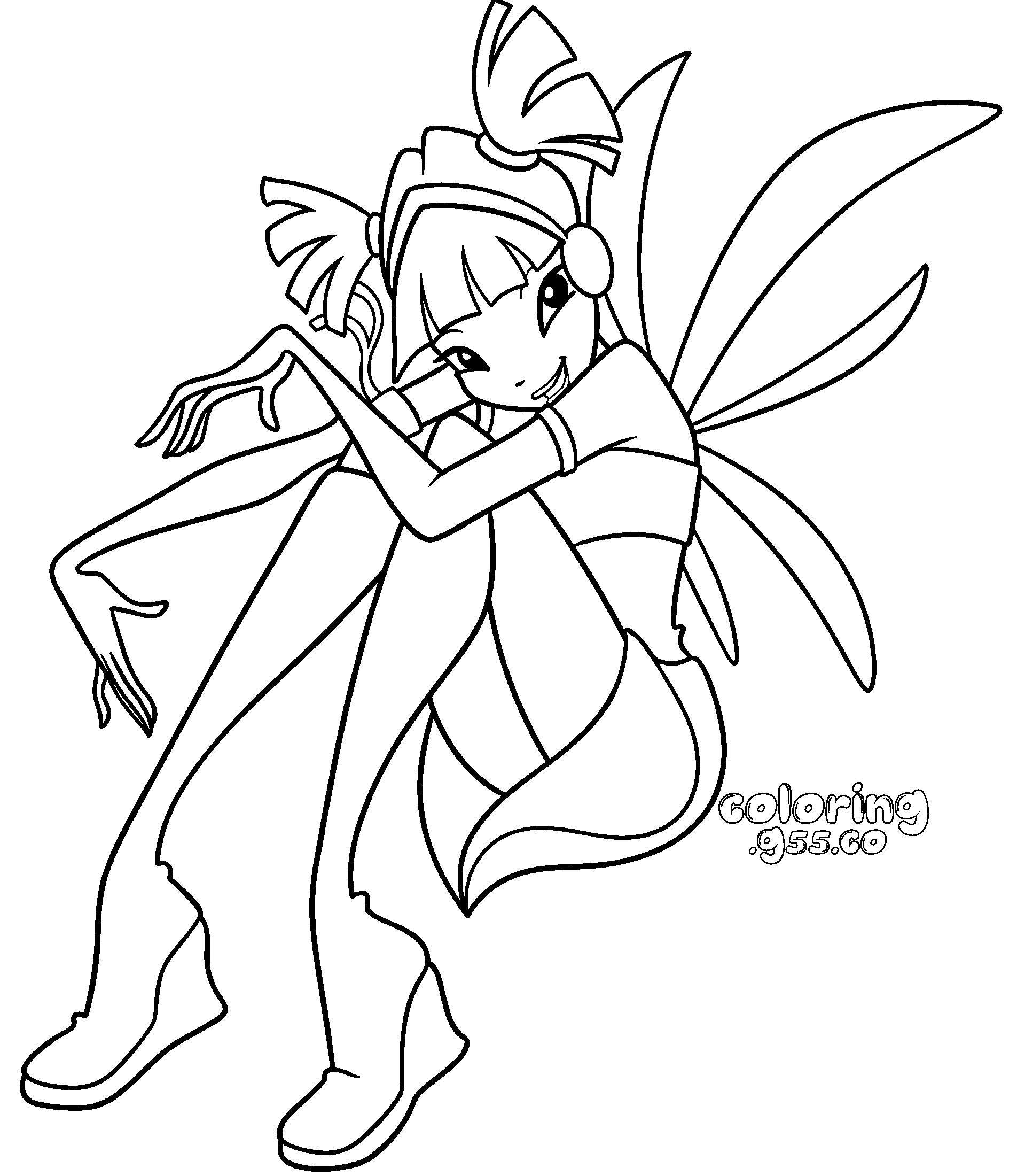 winx club musa sitting magic winx fairy pose line arts for kids
