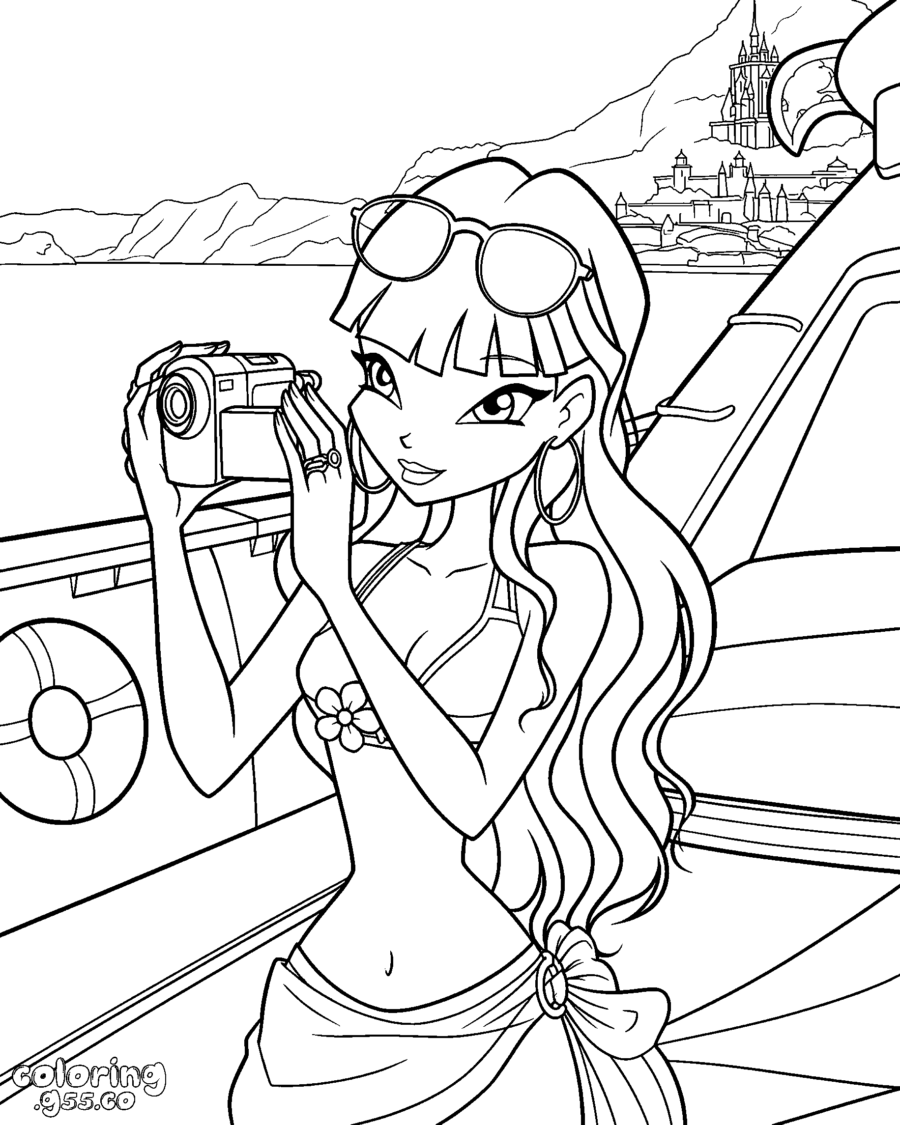 winx club musa yacht vacation photographer line art for kids