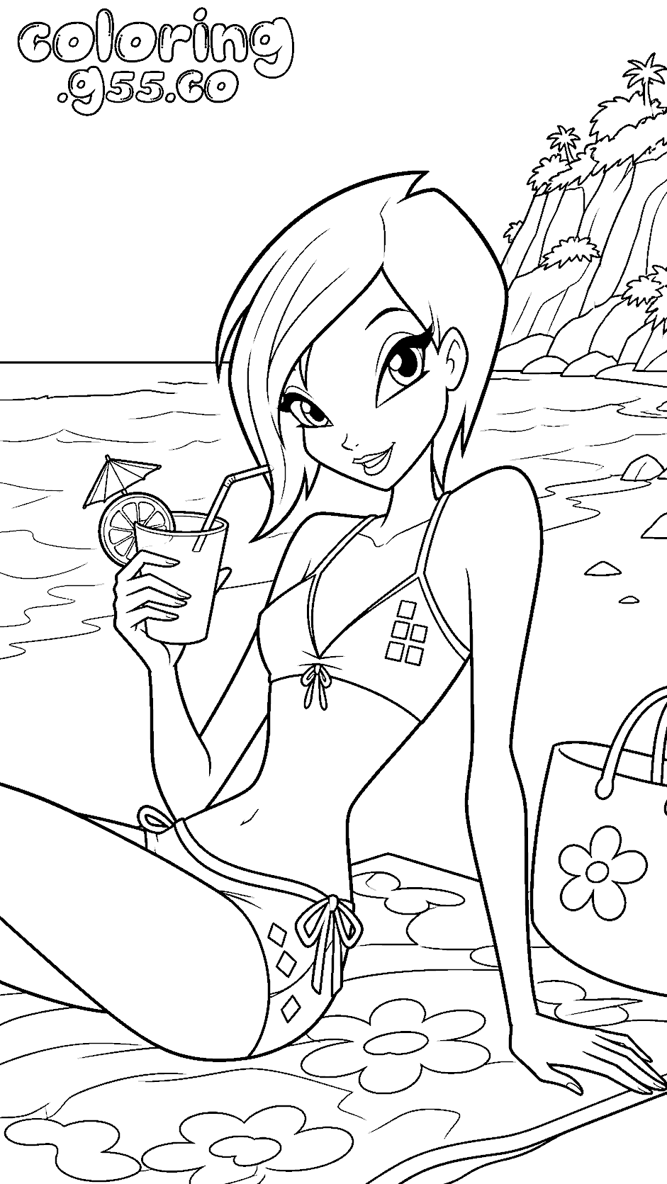 winx club tecna beach bikini line art