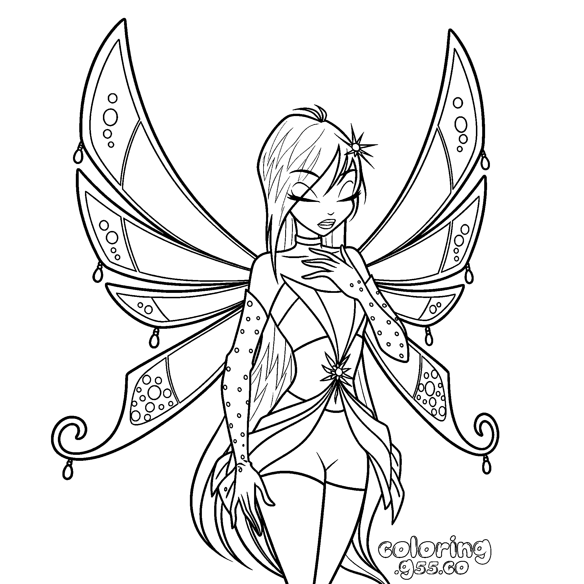 winx club tecna enchantix wings line arts for kids